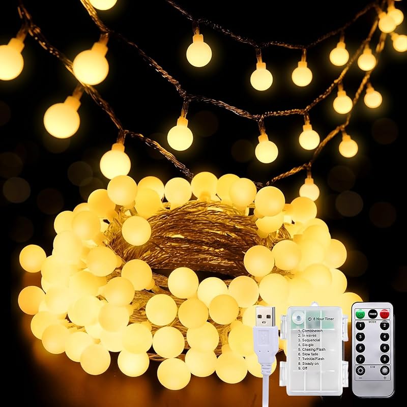 taiyongkang 6m 40 LED meleg fehér tündérfény, USB és elemmel működő, 8 üzemmód és időzítő, karácsony dekoráció