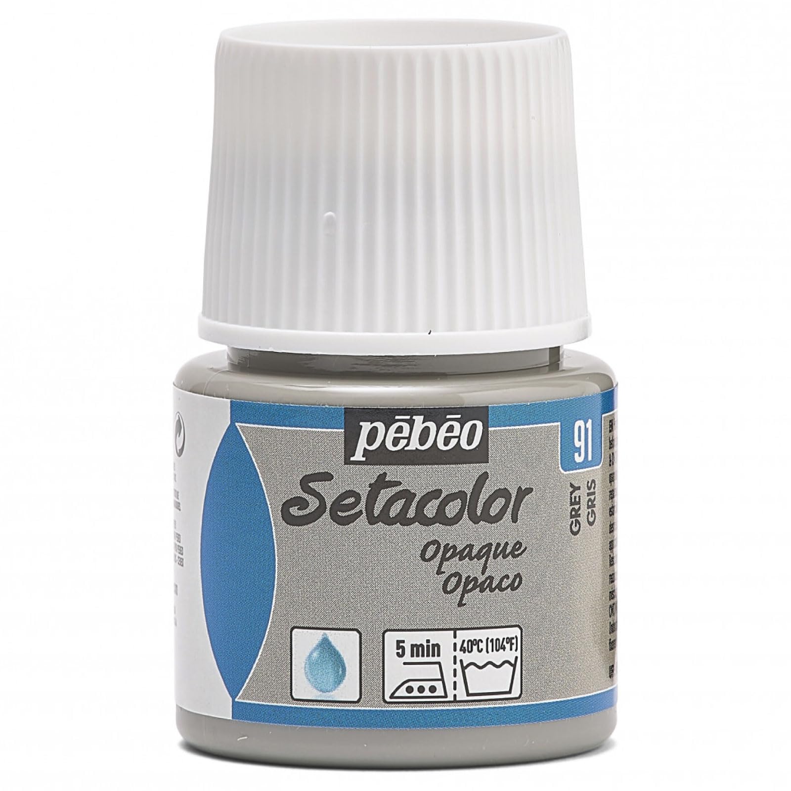 PEBEO Setacolor Opaque Fabric Paint 45-Milliliter Bottle, Grey,Grey, 295-091