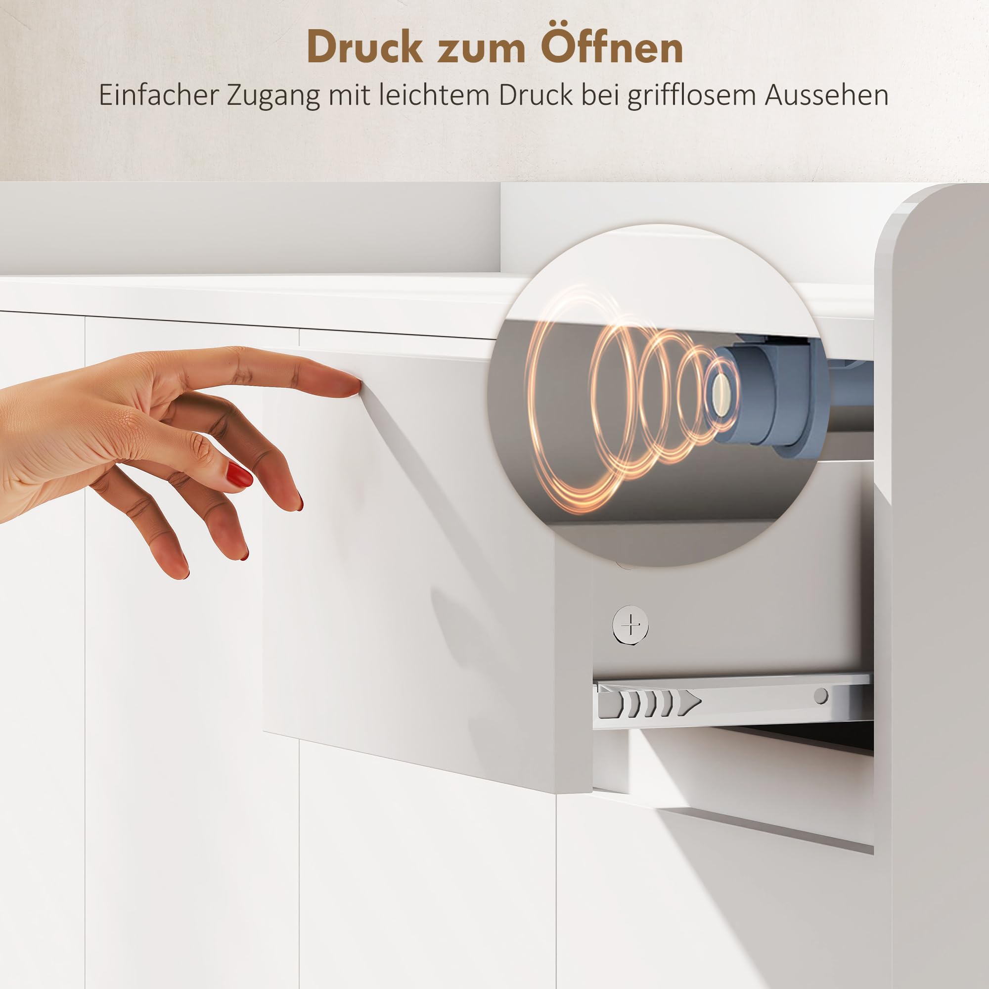 HOMCOM Schuhschrank mit 4 Tür, Druck-zum-Öffnen 120 x 35 x 100 cm Weiß
