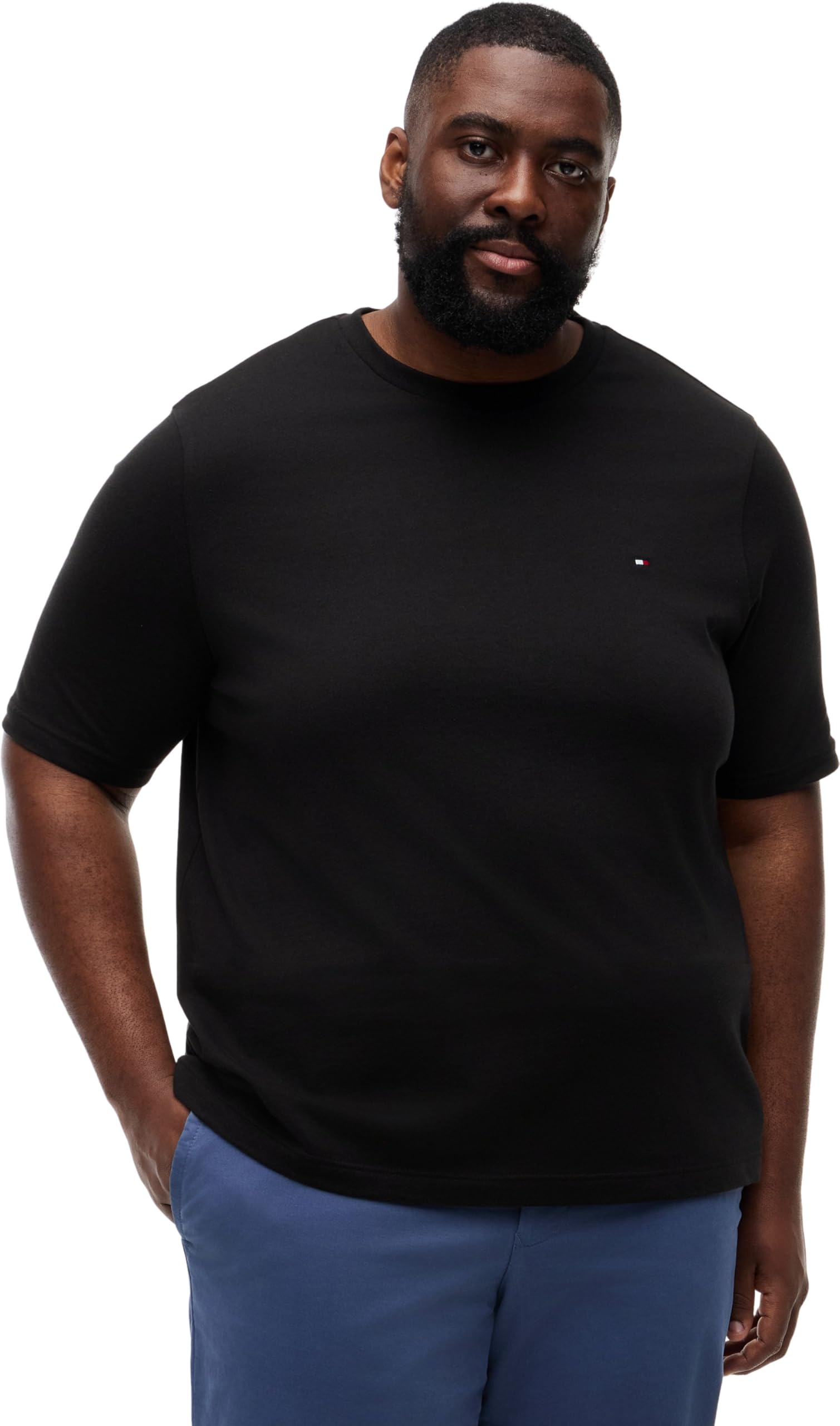 Tommy Hilfiger Men's Bt-Ess Seasonal Reg Solid Tee-B MW0MW41233 S/S T-Shirt, Black (Black), 5XL_Plus