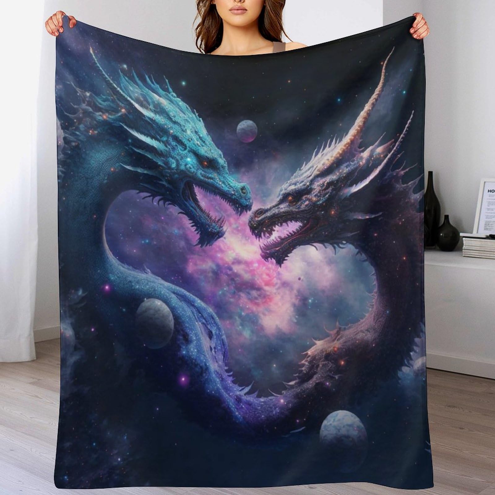 Couverture dragon plaid polaire flannel doux, couvre-lit et jeté de canapé chaud
