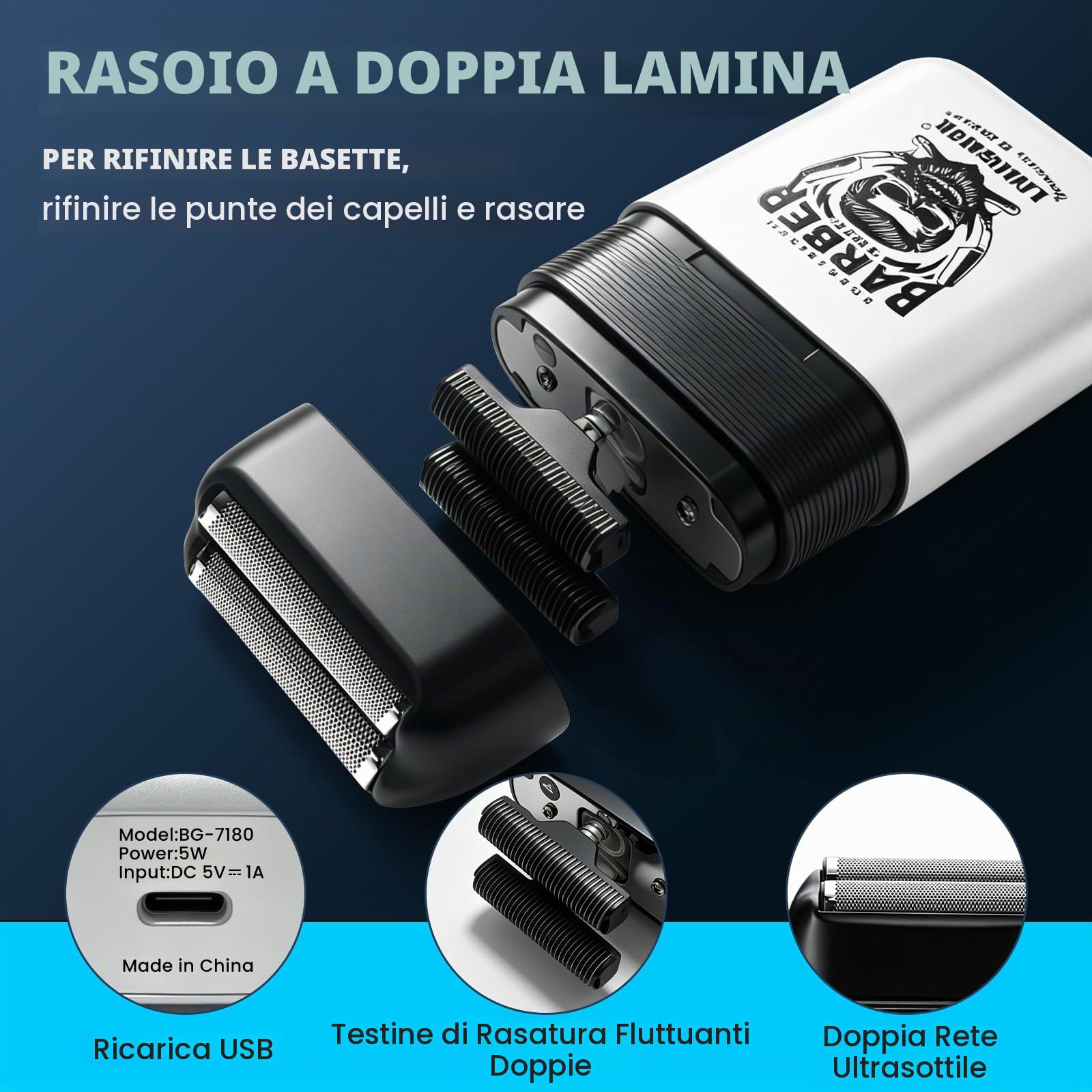 Tagliacapelli professionale da uomo, senza fili, rasaerba ricaricabile, rasoio elettrico, schermo LCD, 8 pettini di guida, barba completa