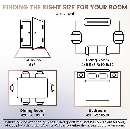 Miniatura 9 de Alfombra bohemia vintage de 5 x 7 pulgadas, lavable, retro, bohemia, marroquí, oriental, neutra, grande, ultrafina, de pelo bajo, ligera,