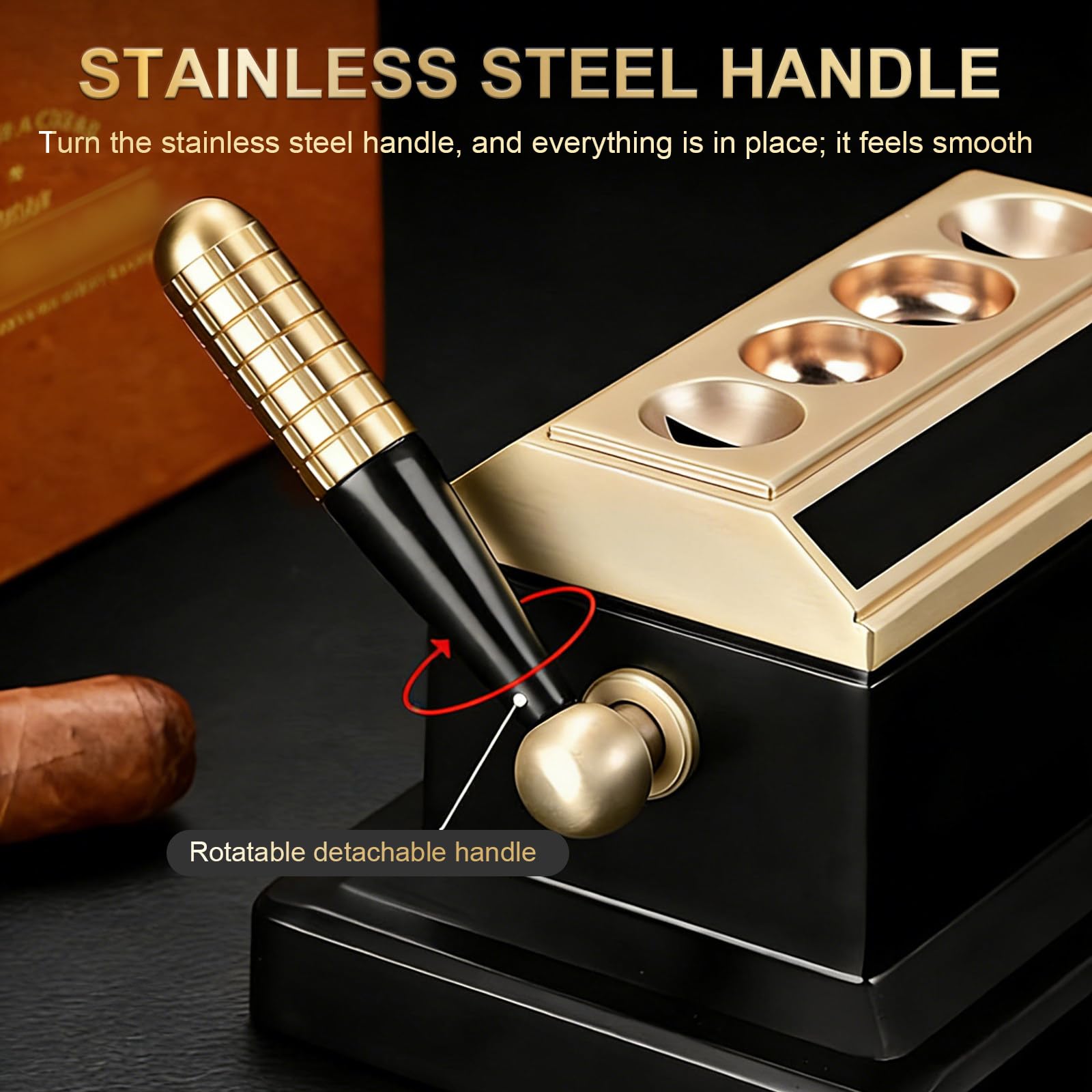 Obcinacz do cygar 4 w 1 V Cut & Guillotine, klasyczne nożyczki stołowe do cygar z ostrymi ostrzami ze stali nierdzewnej, stacjonarny obcinacz do cygar o średnicy (Black)