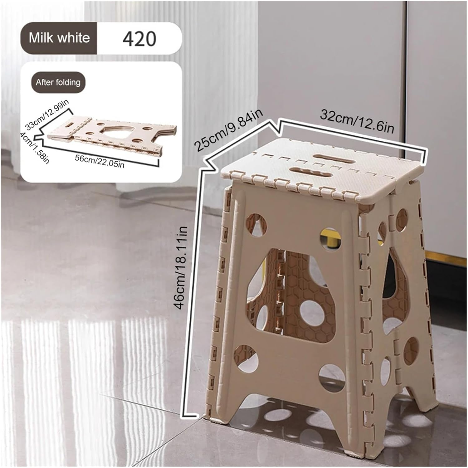 18 Inch Folding Step Stool 400 LBS Capacity Foldable Heavy Duty Non Slip Stools for Kitchen Dining Room