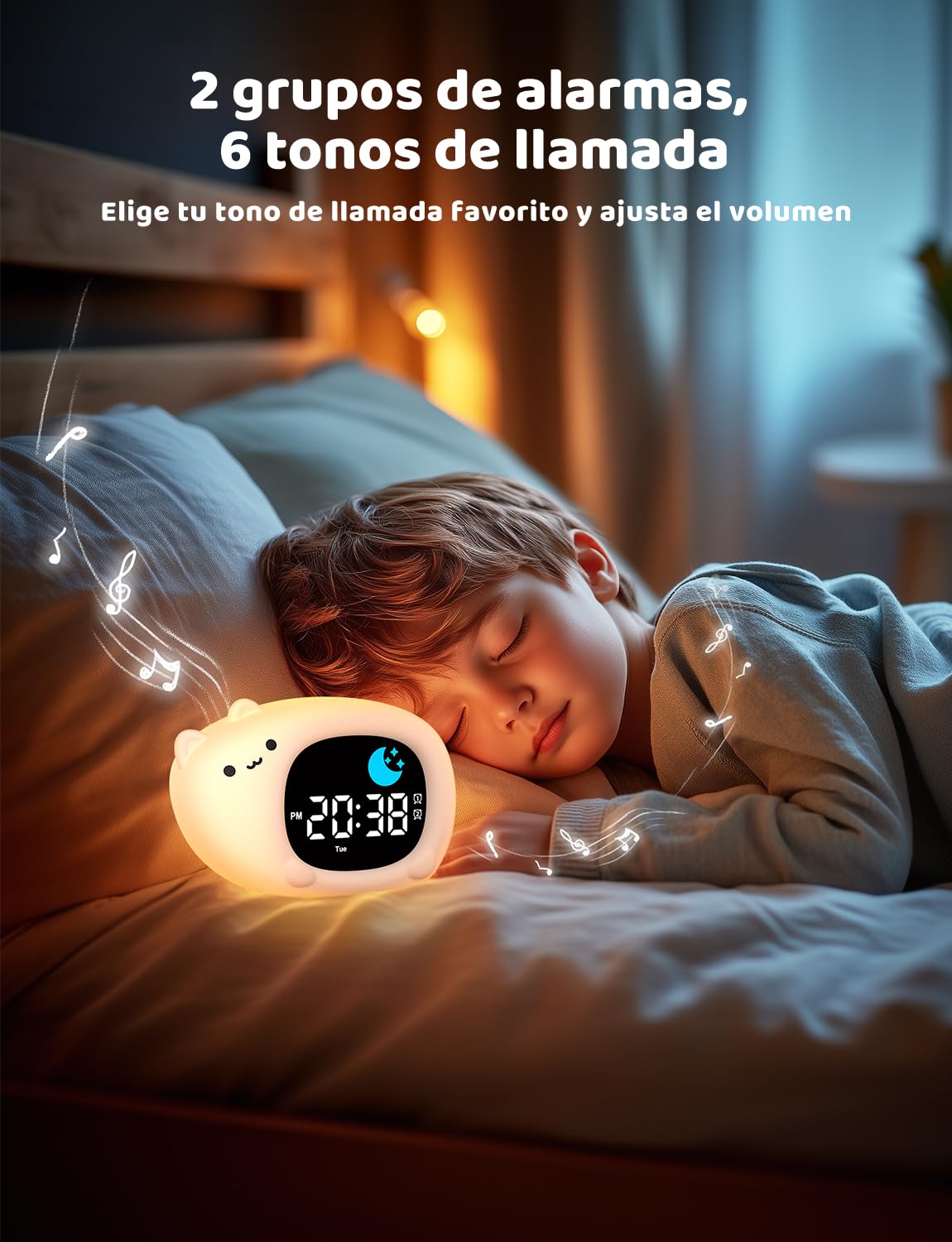 Yissvic Despertador infantil para principiantes en la escuela, despertador para niños con luz nocturna, modo de repetición, visualización de fecha, bebé, silencioso, despertador para niñas, habitación