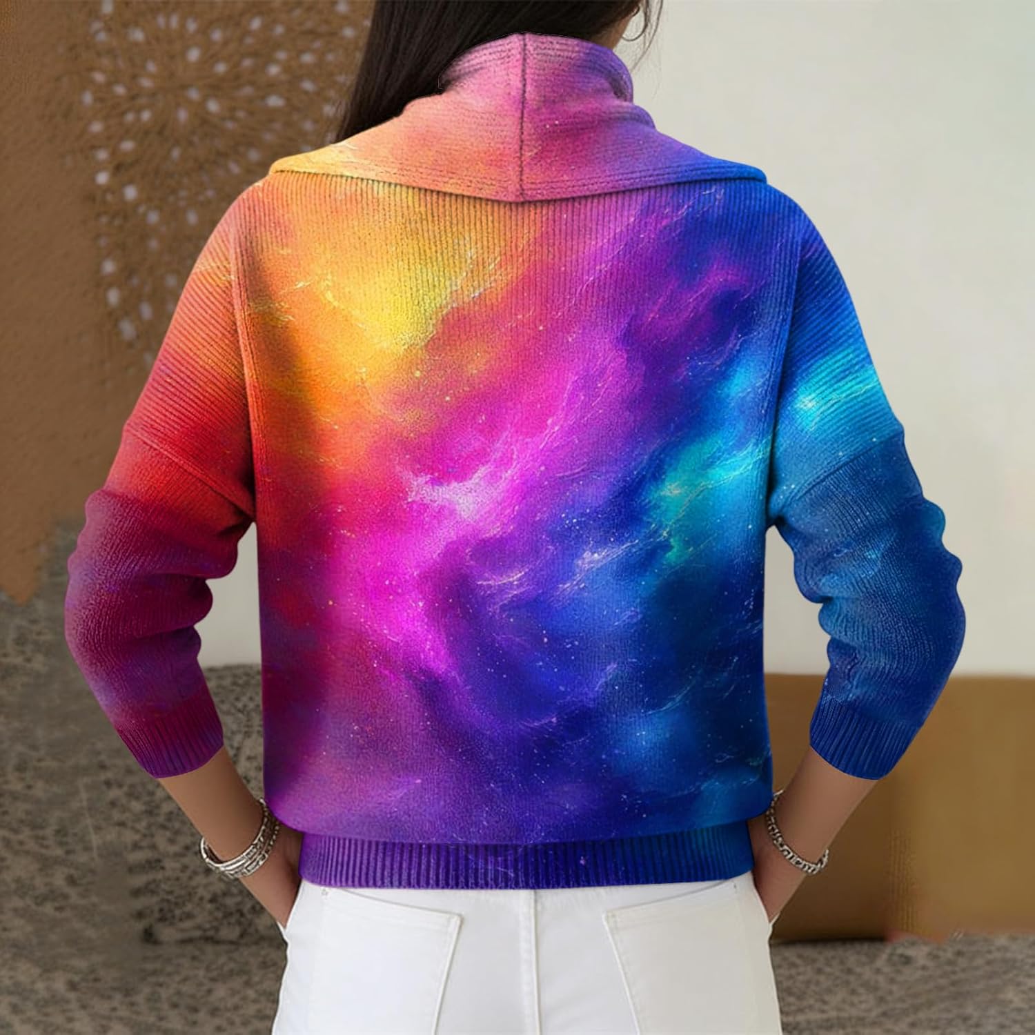 Cowl Neck Sweater for Women Long Sleeve Knit Dressy Casual Loose Cute Sweaters Trendy Vintage Warm Soft Cozy Sweaters - Image 3