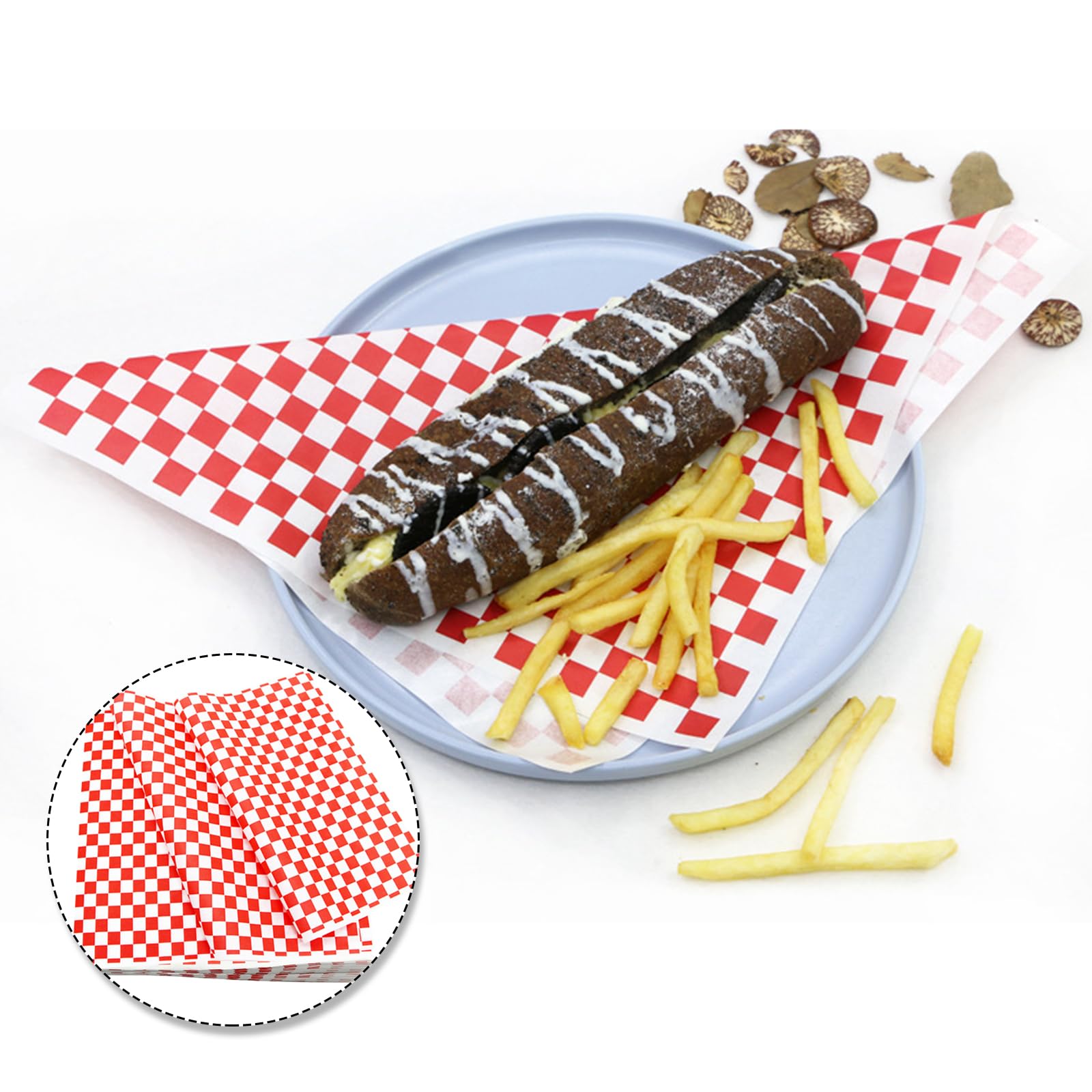 100 Fogli Carta Oleata A Quadri Rossi 22x22 Cm | Per Alimenti, Hamburger, Torte | Impermeabile E Anti-grasso
