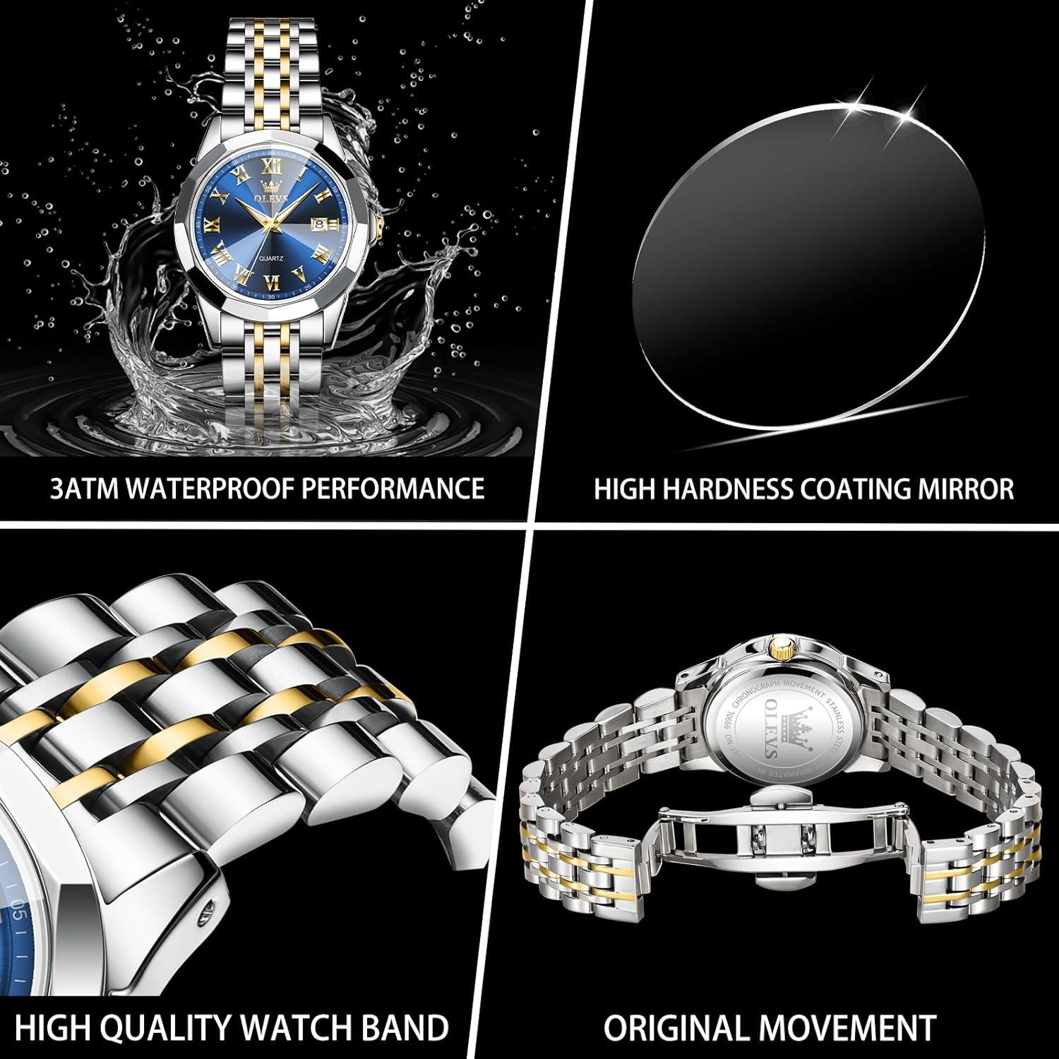 OLEVS Womens Watch Luxury Waterproof Silver Watch for Women Analog Quartz Stainless Steel Ladies Dress Watches Casual Wrist Watches for Woman Small Face with Date Reloj para Mujer - Image 6