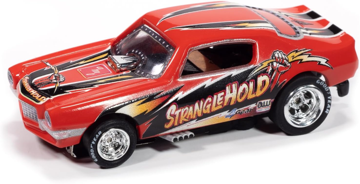 Auto World SC421-4R 4Gear 1970 Chevy Camaro Stranglehold FC (Red, Black, & Yellow) HO Scale Slot Car