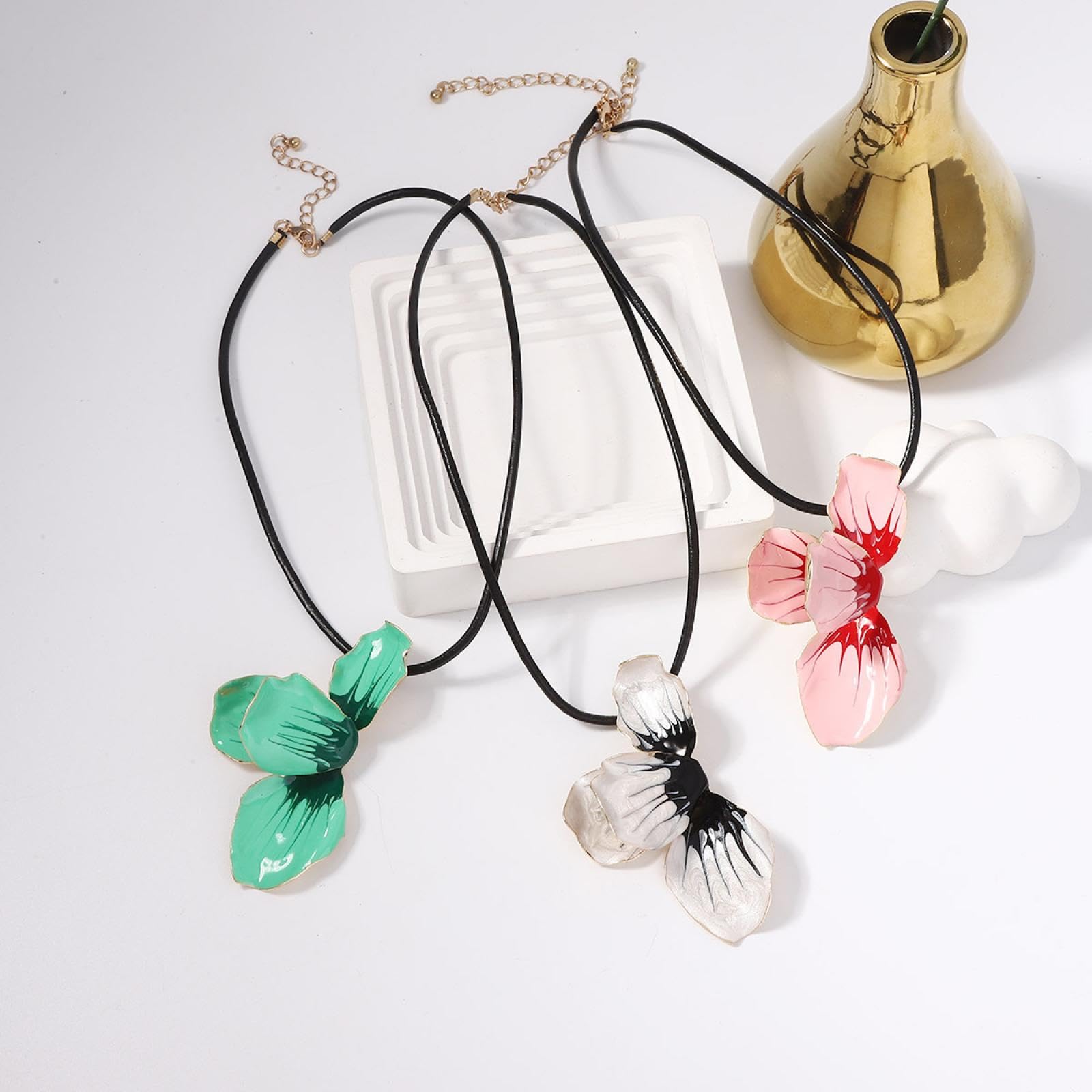 Anhänger Kette Männer Frauen Juwely Bohemian Retro Oil Drop Blütenblumungs Halskette