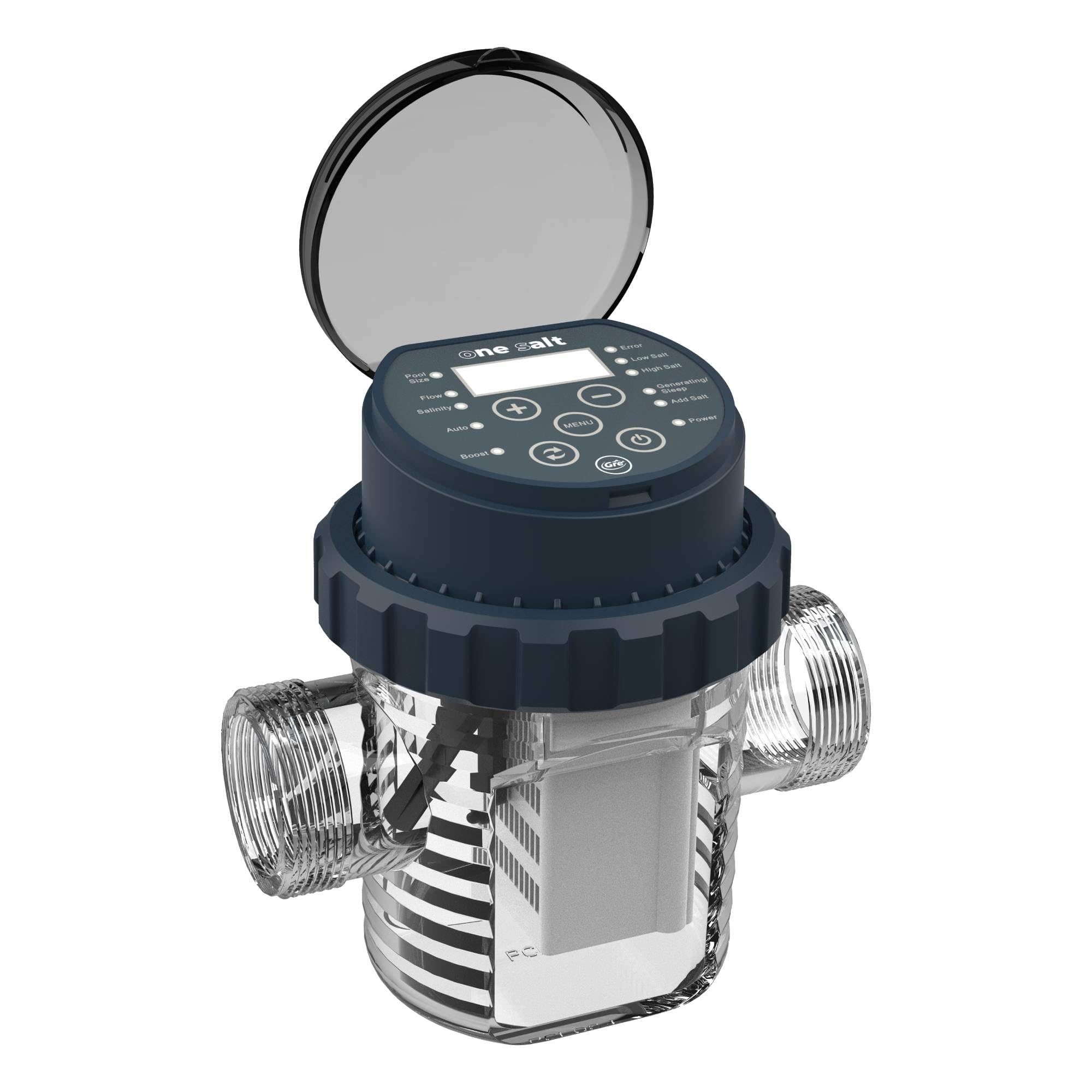 Gre GOSA25 – Électrolyseur au sel One Salt, pour piscines Hors Sol et enterrées Jusqu’à 20–25 m³. Production de Chlore : 4 g/h.