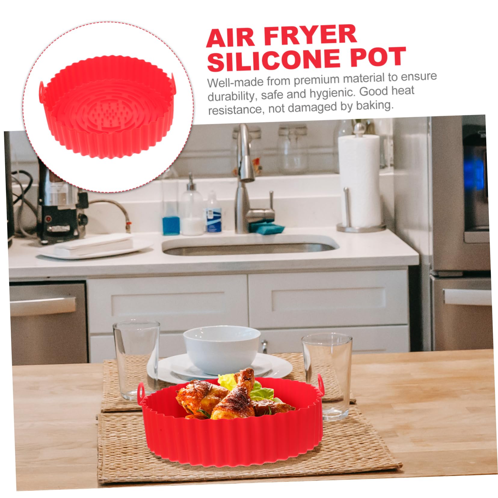 BESTOYARD 2pezzi Silicone Riutilizzabile Per Friggitrice Ad Aria Fodera Per Cottura Alta Temperatura Con Maniglie Accessorio Versatile Per Cibi Gustosi e Salutari