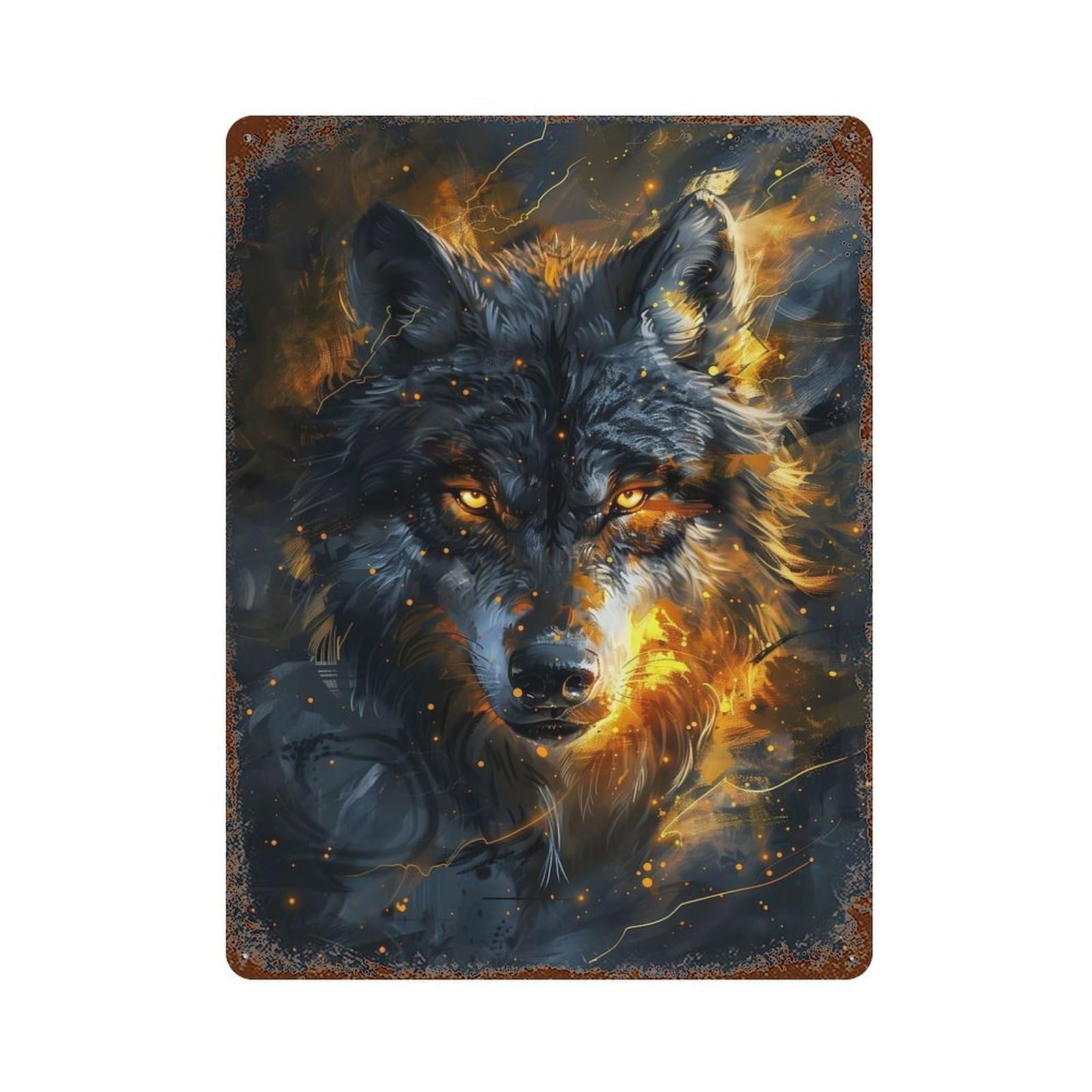 Animal Majestic Wolf Decorative Tin Sign 15.7"x11.8", Ideal for Cafe, Home Bar And Lounge Decor