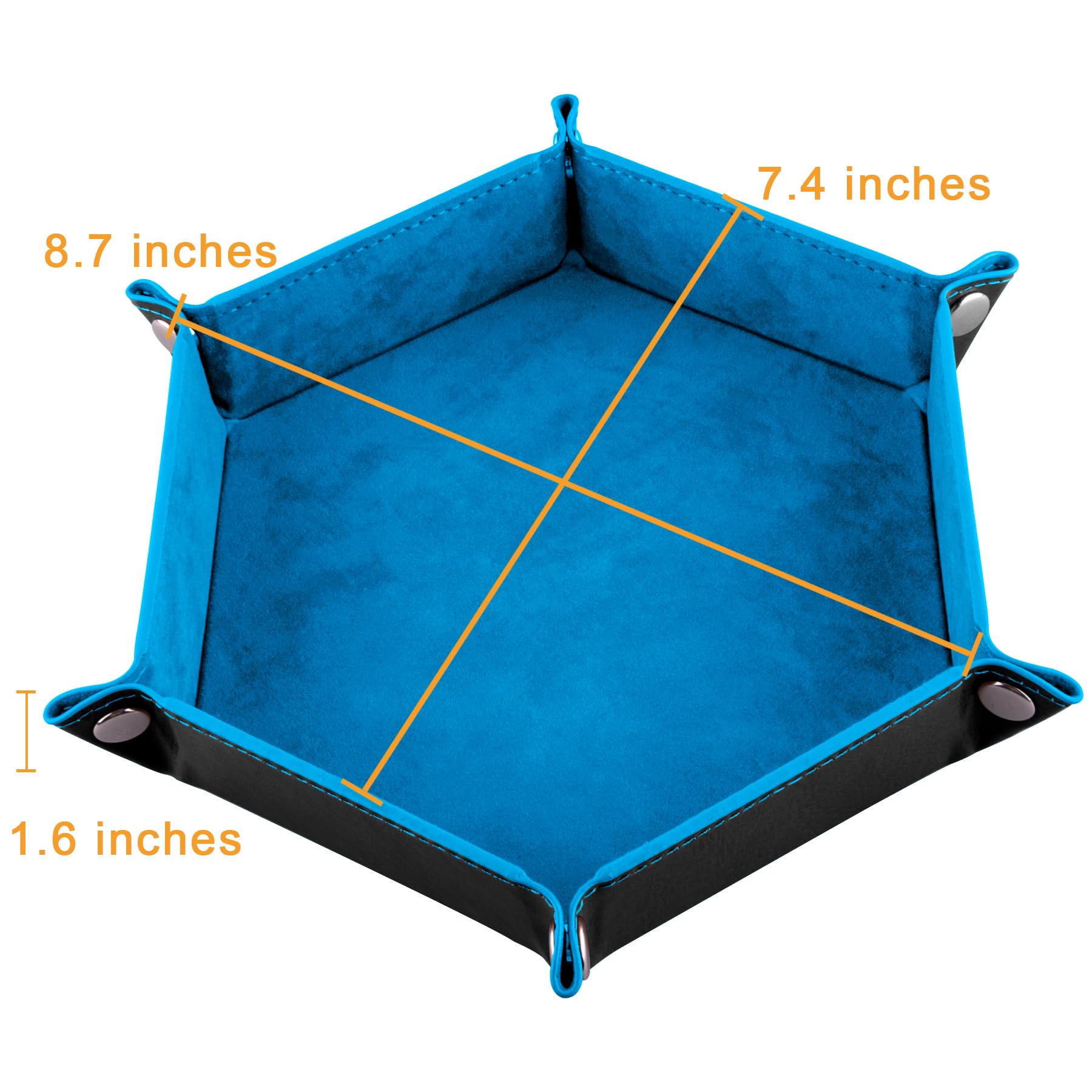 SIQUK Lot de 8 plateaux à dés hexagonaux pliables en cuir synthétique pour jeux de dés comme les RPG, DND et autres jeux de table (rouge, bleu, violet, noir, vert, jaune, camel, gris)