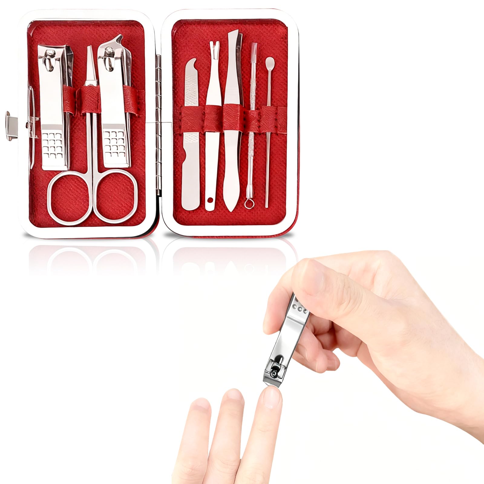 8 PCS Manicure Pedicure Kit Nail Clippers Manicure Kit Tools for Nail Cutter Cuticle Remover with Leather Travel
