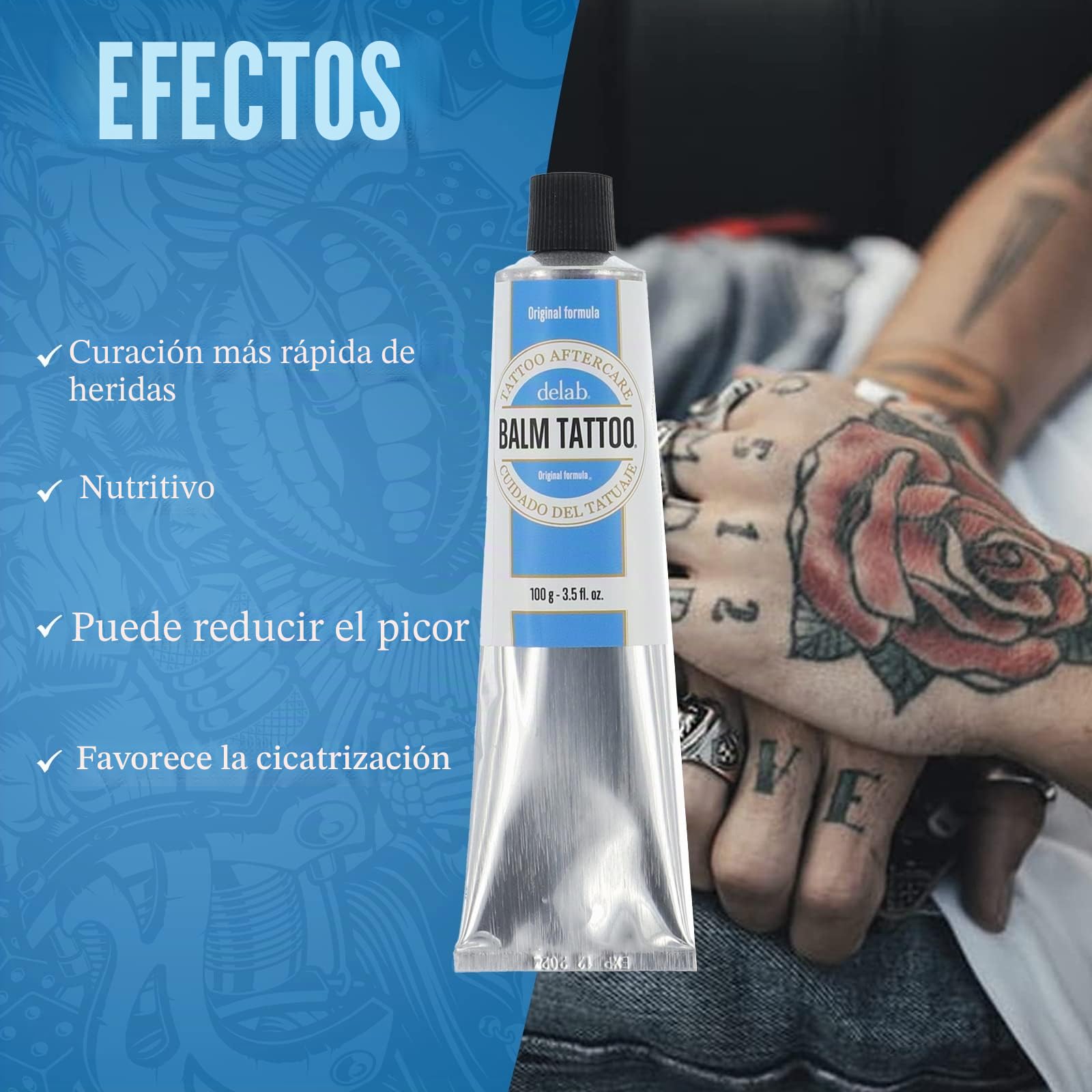 Balm Tattoo Original - Crema para Tatuajes de 100 g - Línea Aftercare de Absorción Rápida - Facilita la Cicatrización y Curación del Tatuaje - Favorece unos Resultados Nítidos