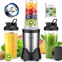 KOIOS Smoothie Blender Personal Blender for Smoothies and Smoothies with 3 Cups 22000 RPM Portable Blender Removable Blade Portable Mixer for Kitchen Black