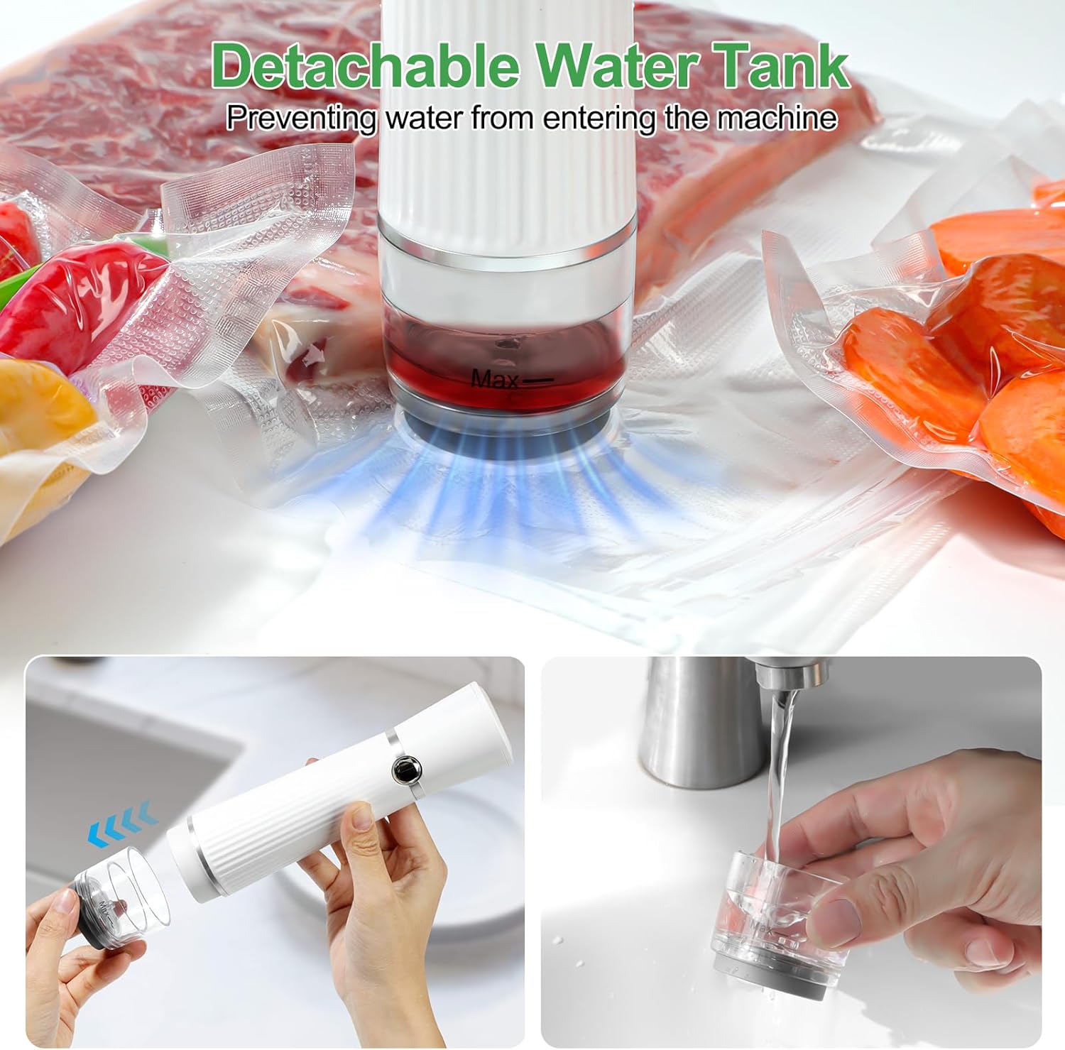 KITHELP Vacuum Sealer for Food, Food Saver Vacuum Sealer Machine + 30 Reusable Vacuum Bags, Compact Handheld Vacuum sealer for Preservation Chef and Home - Image 3