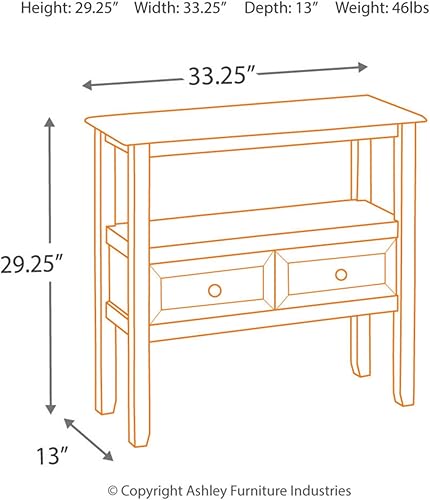 Miniatura 3 de Signature Design by Ashley Abbonto - Mesa decorativa tradicional con cajones y estante de exhibición, color marrón