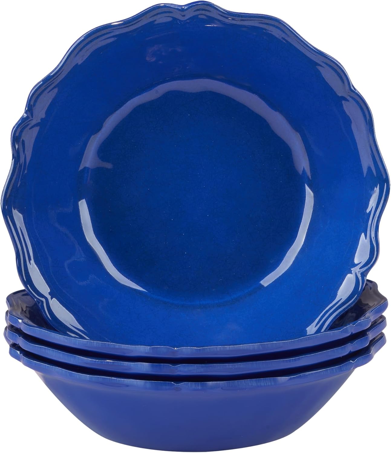Isabella Blue Melamine All Purpose Bowls Set of 4 – Durable Unbreakable Bowls for Salads, Pasta, Soups & Cereal – Lightweight Outdoor Dinnerware for RV, Camping, Patio & Everyday Use