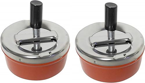 Paquete de 2 ceniceros redondos con bandeja giratoria estilo retro (rojo)