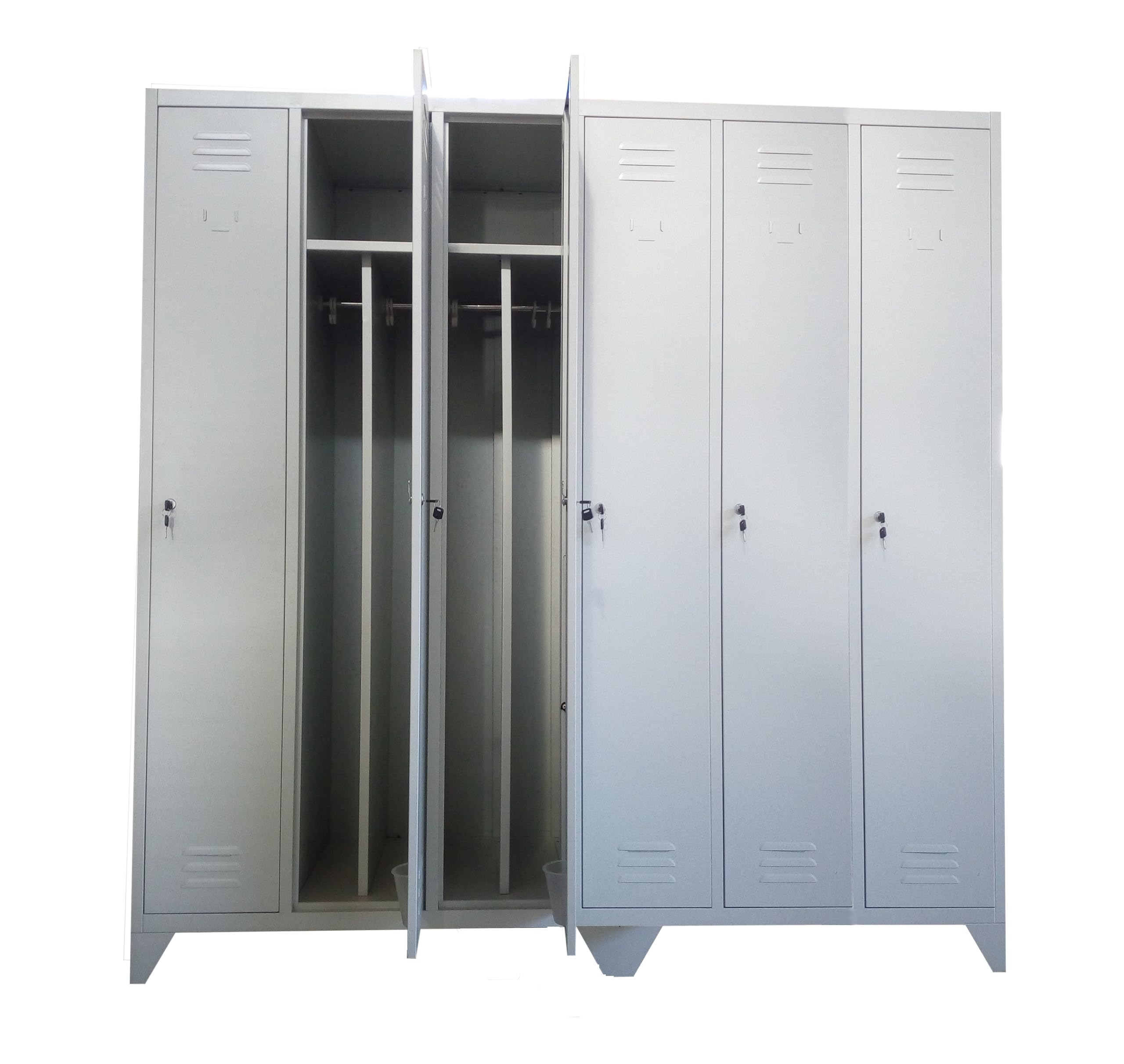 Fled Trading Armadio spogliatoio con divisorio sporco pulito, 6 posti, colore grigio, dim.cm.180x50x180h