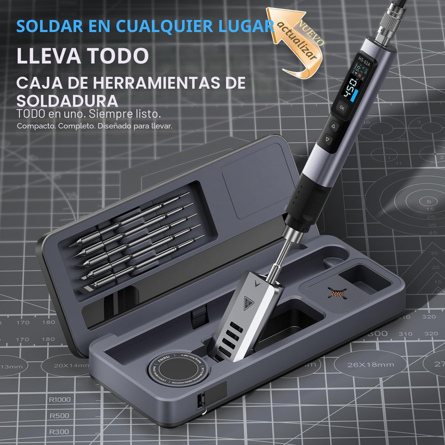 FNIRSI Kit de soldador HS-02A con estuche de almacenamiento