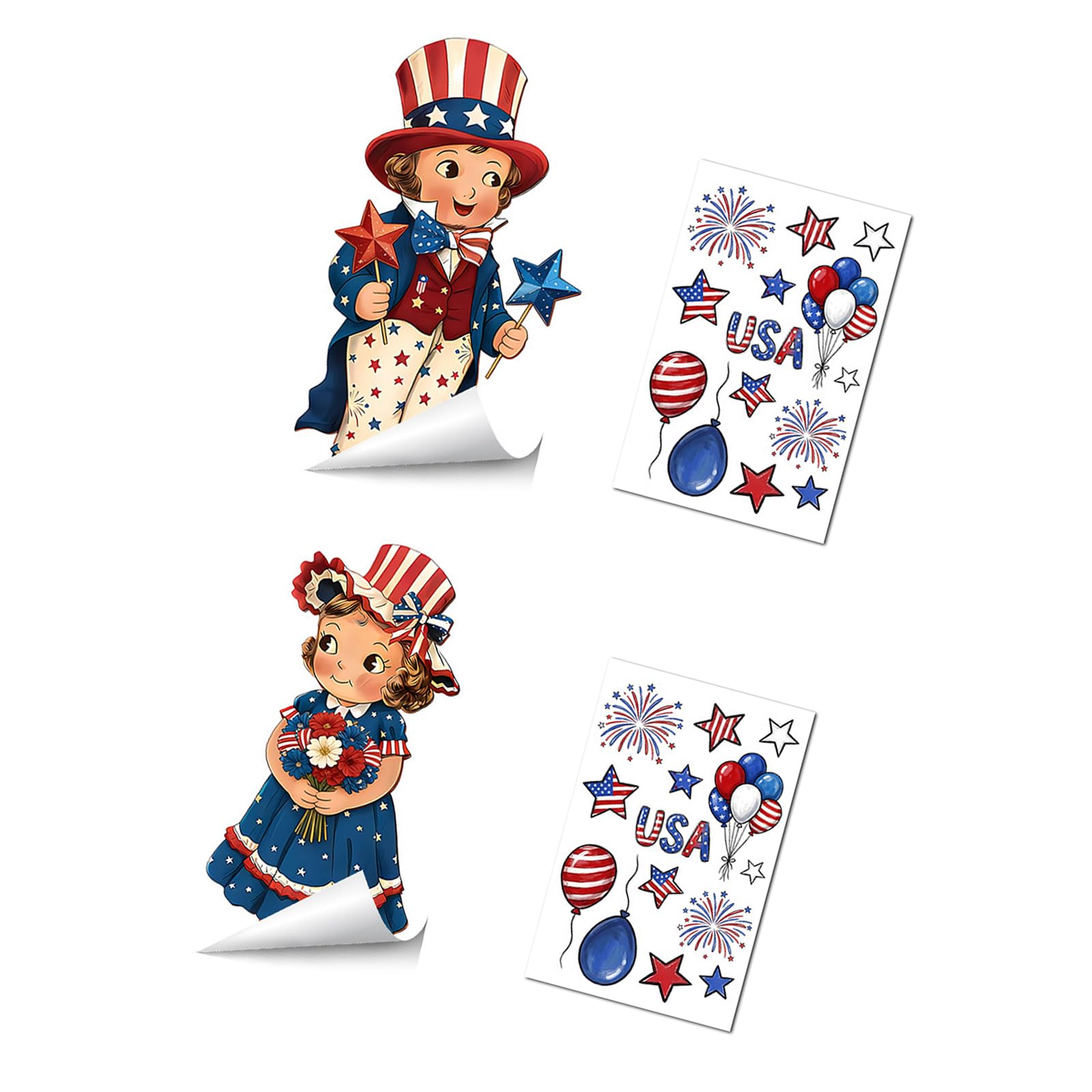 NMFLAB Patriotic Window Sticker PVC Electrostatic Clings for Window Glass Door Decoration Independence Day Celebration Independence Day Clings