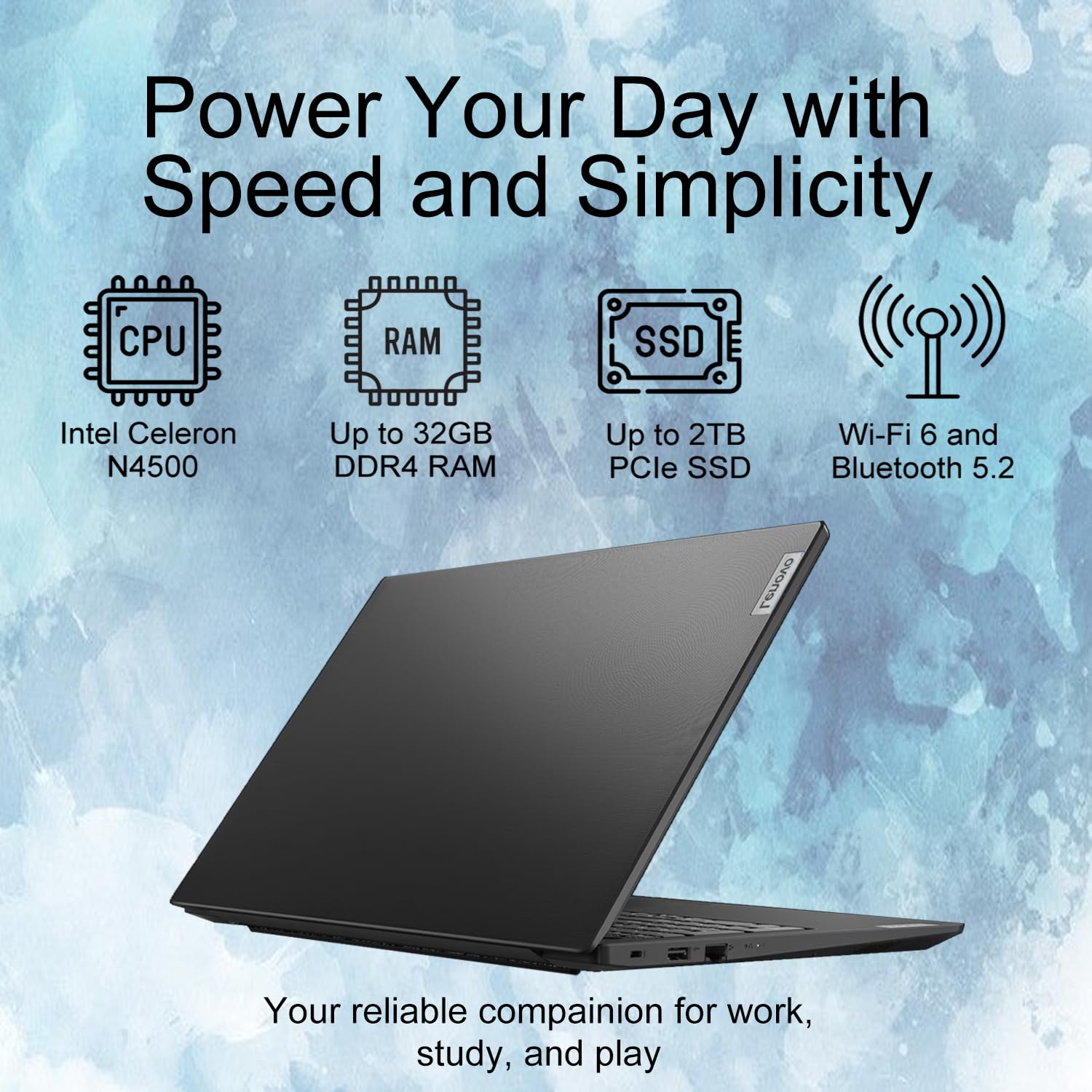 Lenovo V15 Business Laptop, 15.6" FHD Anti-Glare Display, Intel Celeron N4500 Processor, 16GB RAM, 1TB SSD, Wi-Fi, Ethernet, USB-C, HDMI, Webcam, Windows 11 Pro