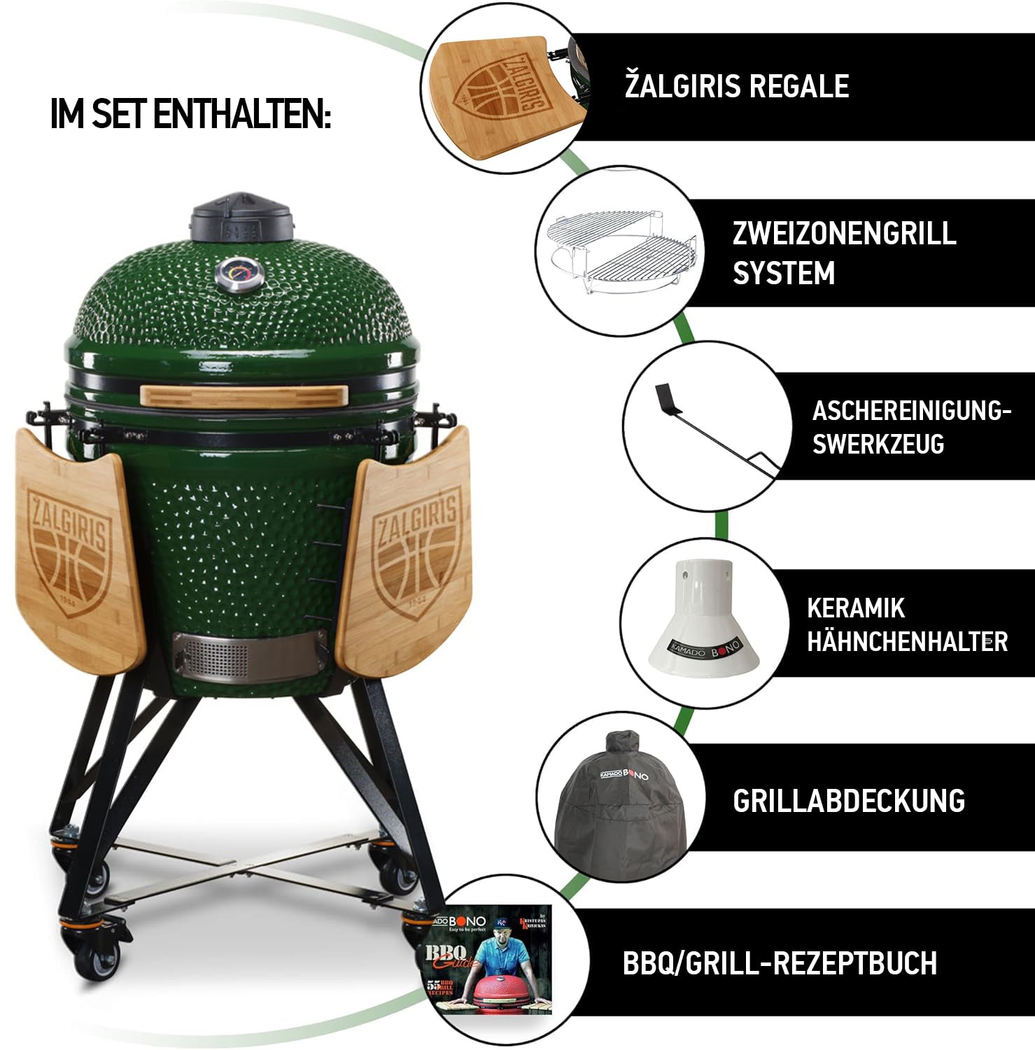 KAMADO BONO KITCHENWARE BONO ZALGIRIS 55CM, Grün