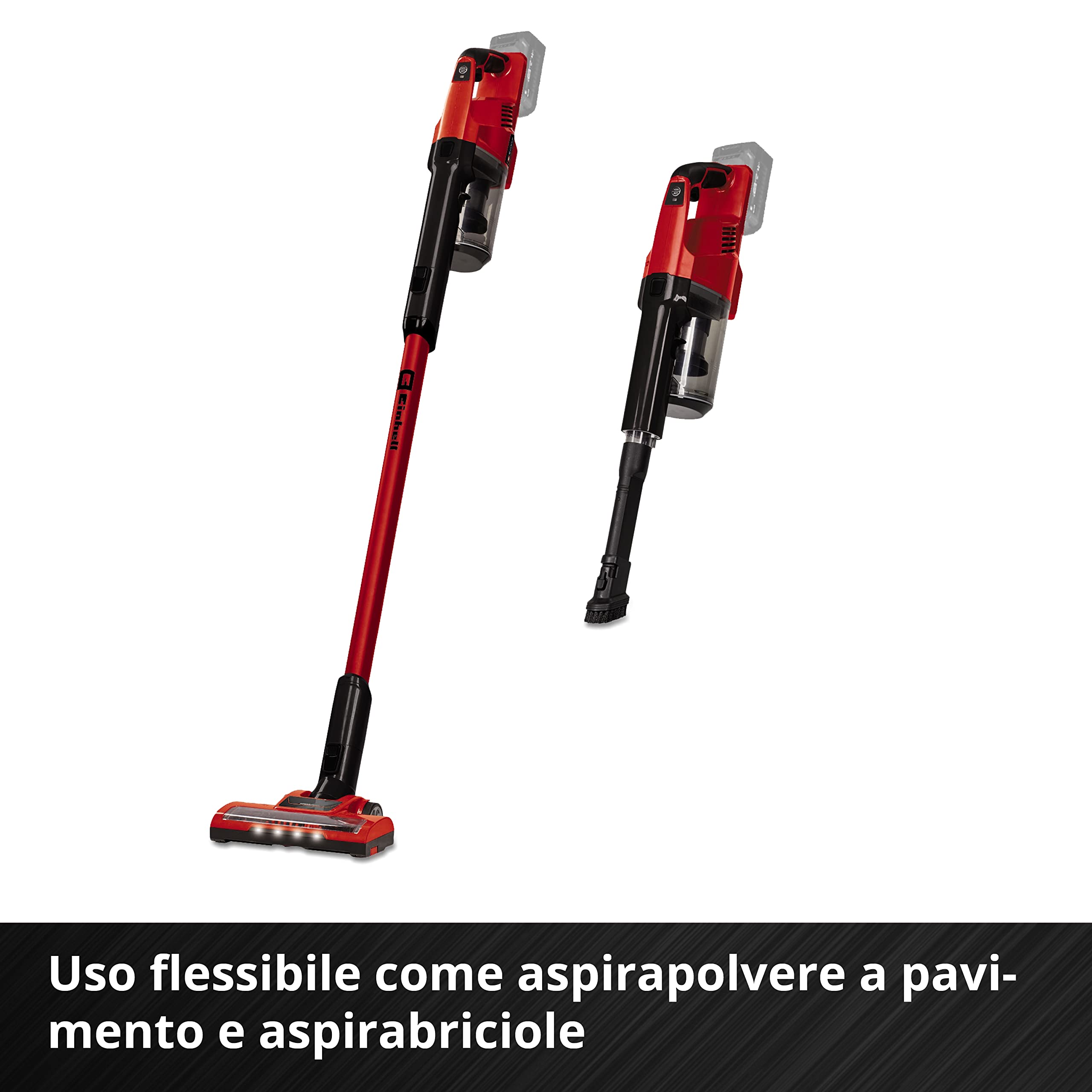 Aspirapolvere con manico a batteria TE-SV 18 Li-Solo Power X-Change di Einhell (ioni di litio, 18 V, senza sacchetto, serbatoio da 0,6 l, tecnologia a ciclone, sistema di filtraggio a 3 livelli)