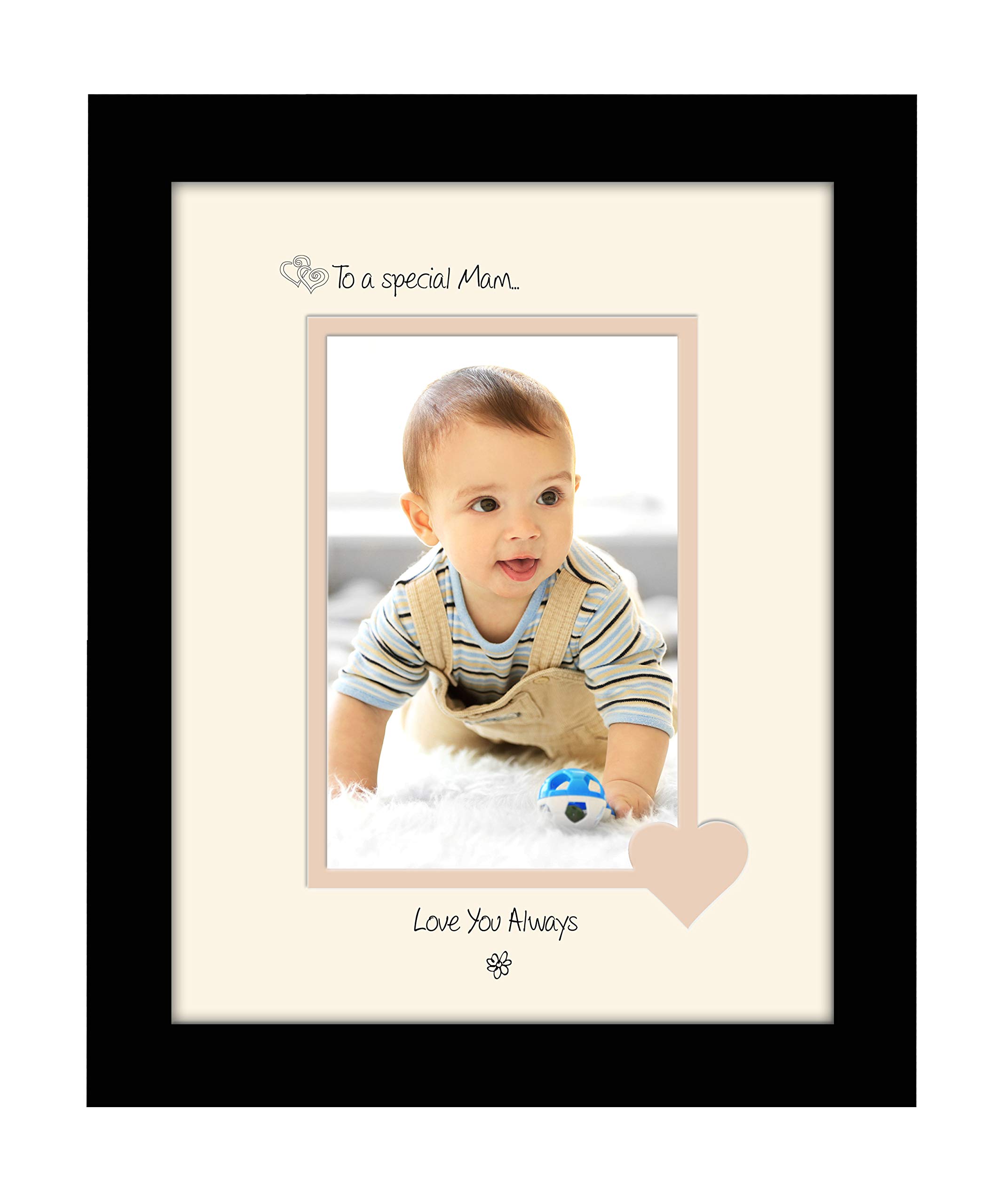 Mam Photo Frame Special Mam Love You Always Portrait 1122F Double Mounted Quality Gift (Black Finish Frame Cream Mount Beige Inside)