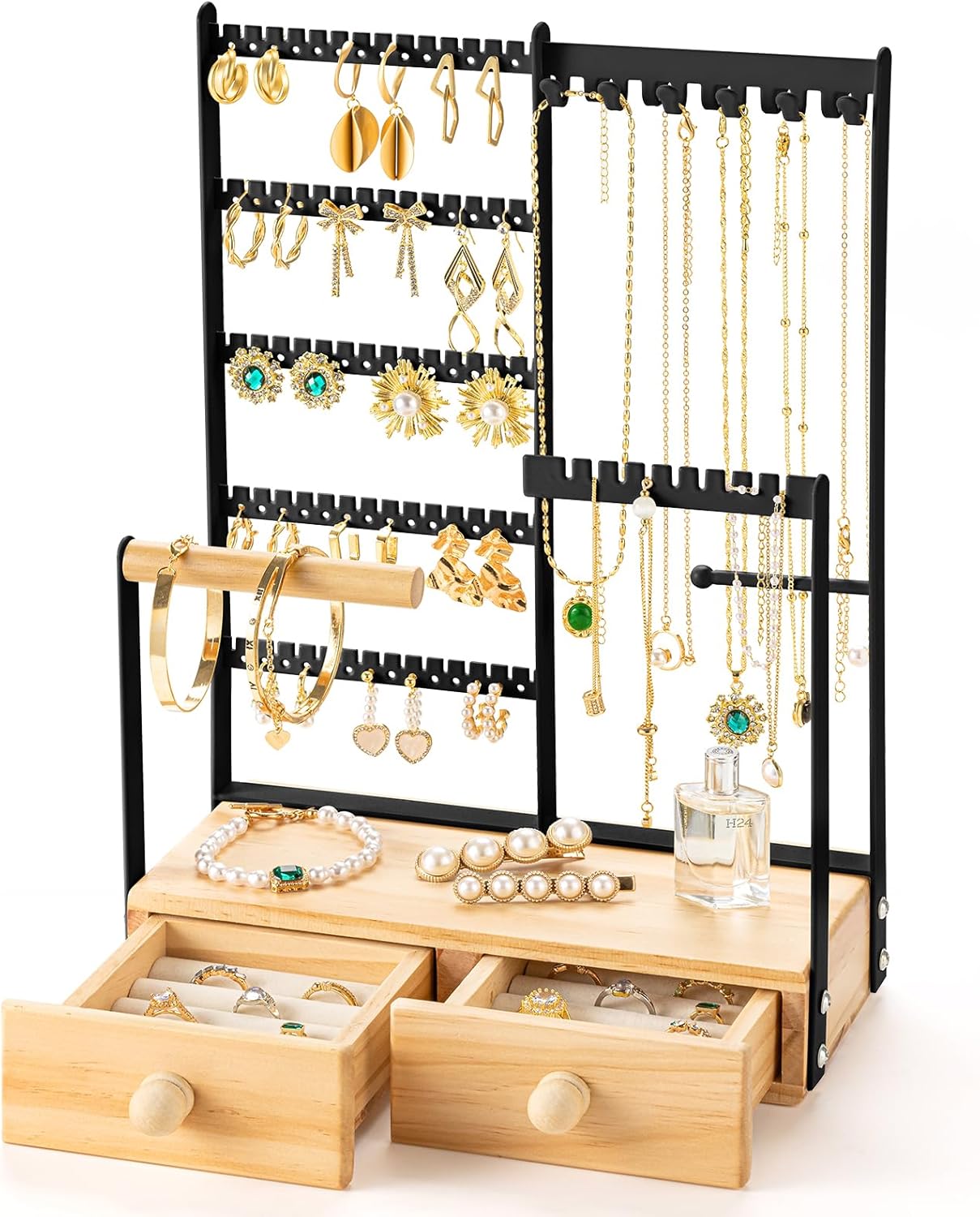 Jewelry Organizer Include 145 Holes for Earring Holder