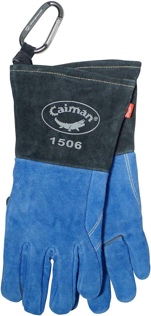 Caiman Premium Split Cowhide MIG/Stick Welding Gloves,Fleece Lining,Kontour Design,Kevlar Stitching,Blue/Black,Large (1506) - Image 5