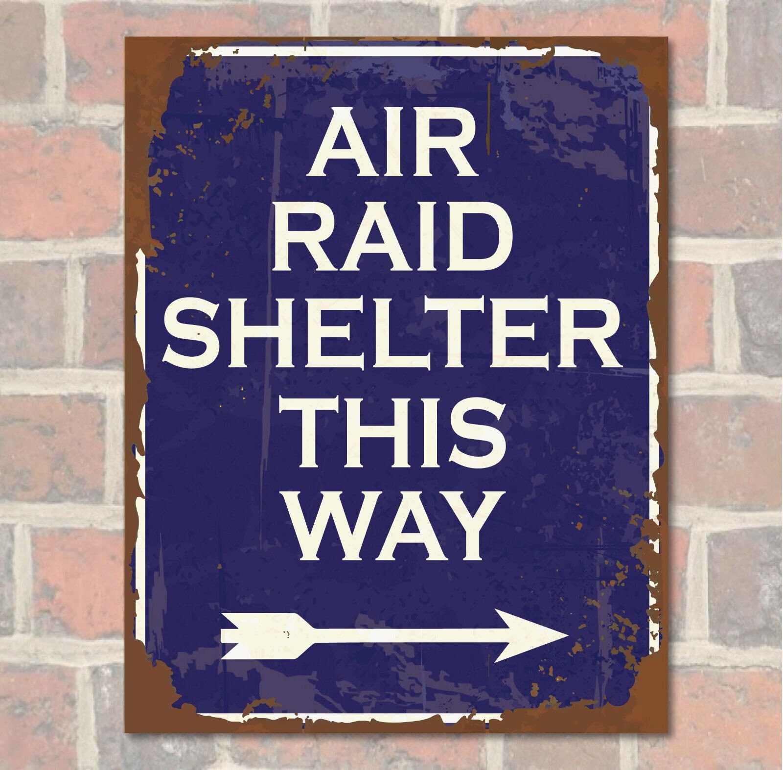 AIR RAID SHELTER This Way Arrow Direction Retro Metal Sign Man Cave Bar Pub Plaque Vintage Gift