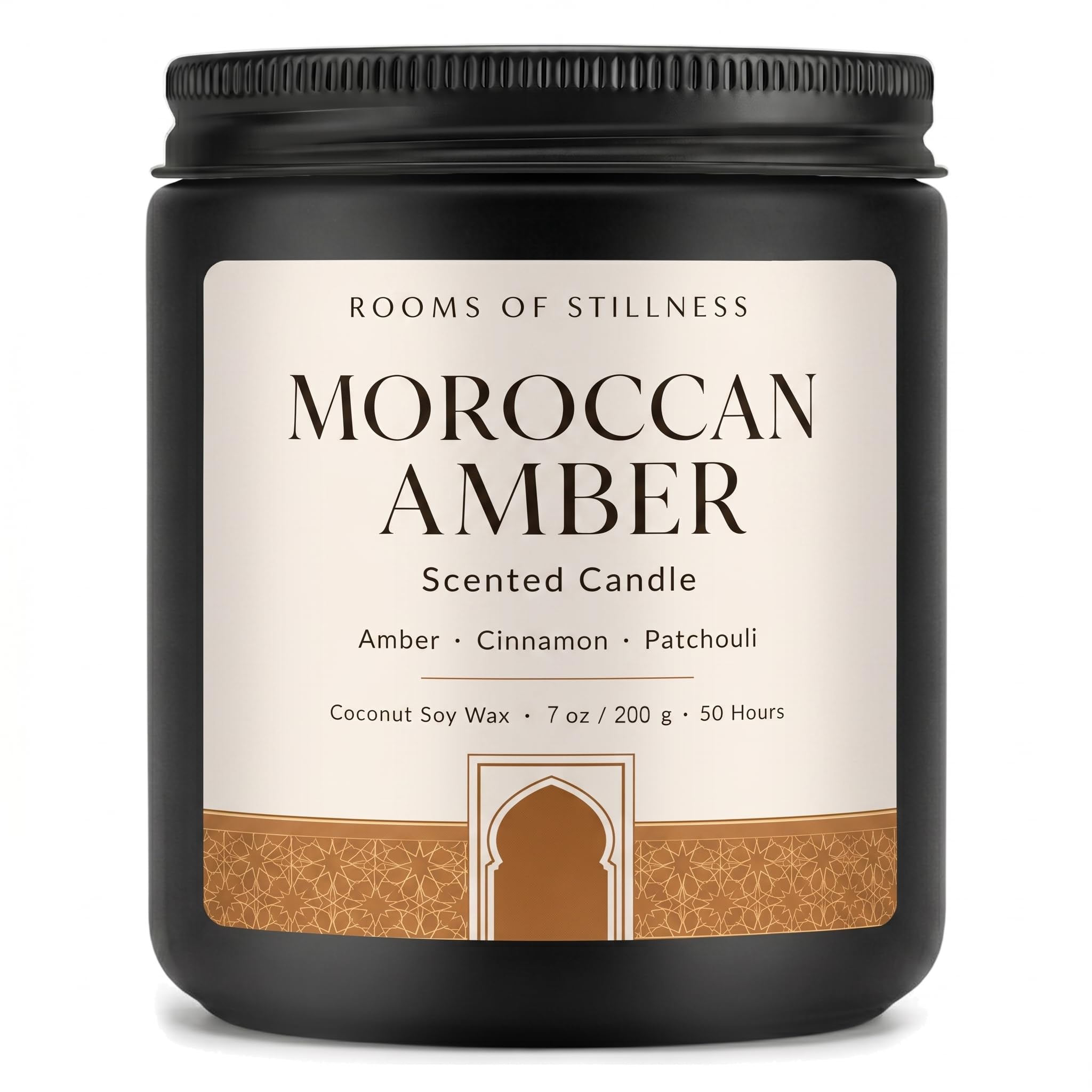 Homsolver 7OZ Moroccan Amber Scented Candle, Strong Room-Filling Aroma for Home, Luxury Coconut Soy Wax Blend Candle with 50H+ Long Lasting Clean Burn, Ideal Small Candles Decor &amp; Gifts for Women