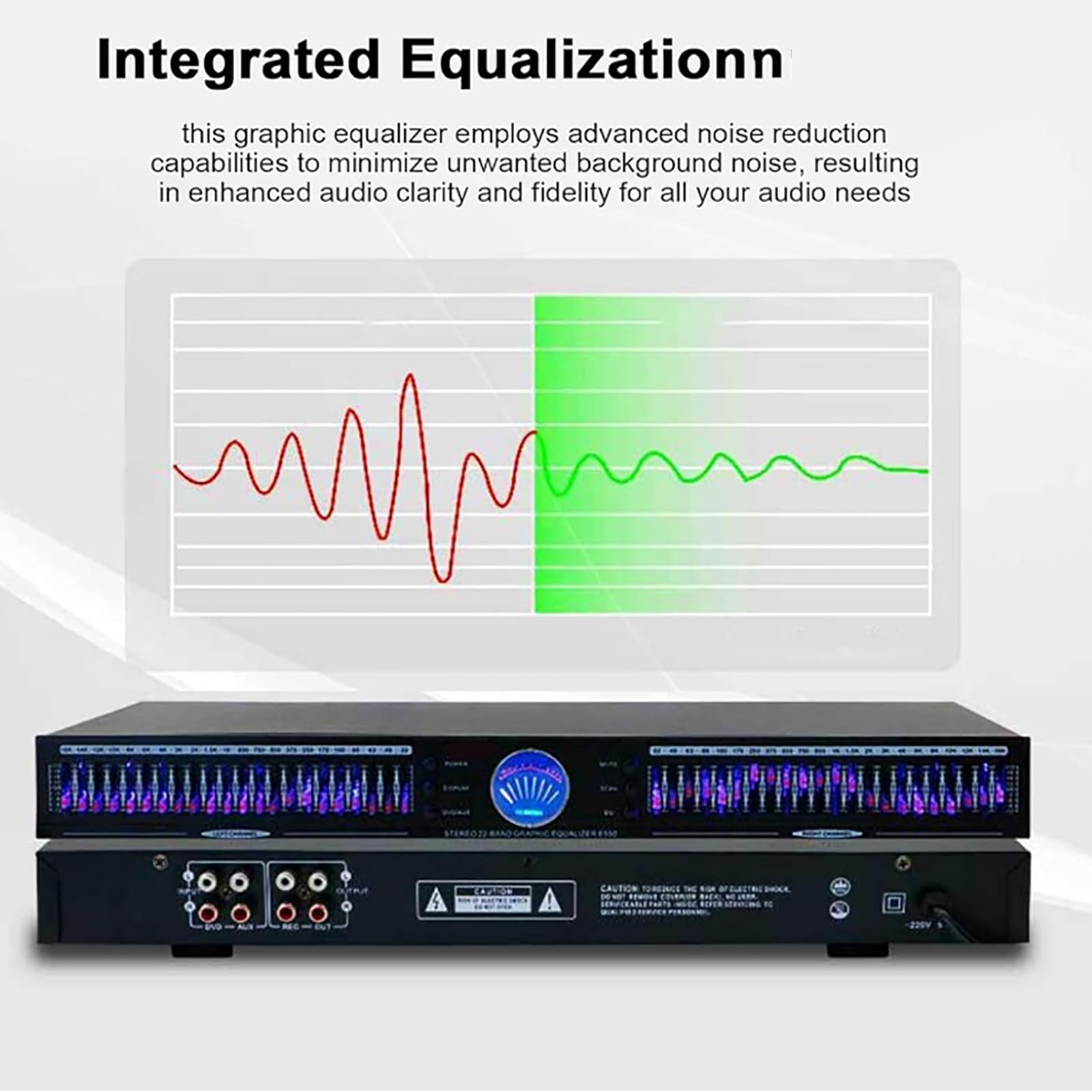 Stereo Graphic Eq, 22-pasmowy korektor graficzny, 10 zaprogramowanych efektów, wyjście redukcji szumów, jakość dźwięku w wysokiej rozdzielczości, na scenę, koncert, studio nagraniowe