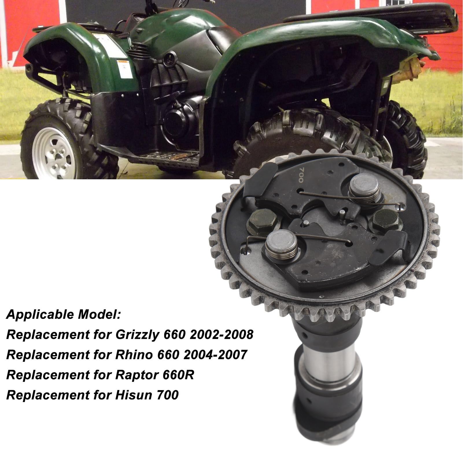 Pilipane Conjunto De árbol De Levas, Repuesto para Grizzly 660 Y Rhino 660, Piñón De Engranaje De Leva De Bajo Desgaste, Pieza Duradera De Motor ATV, árbol De Levas del Motor