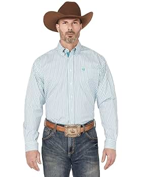 イチミオ　OW M Cinch Men's Solid Light Blue Long Sleeve Button Down Western