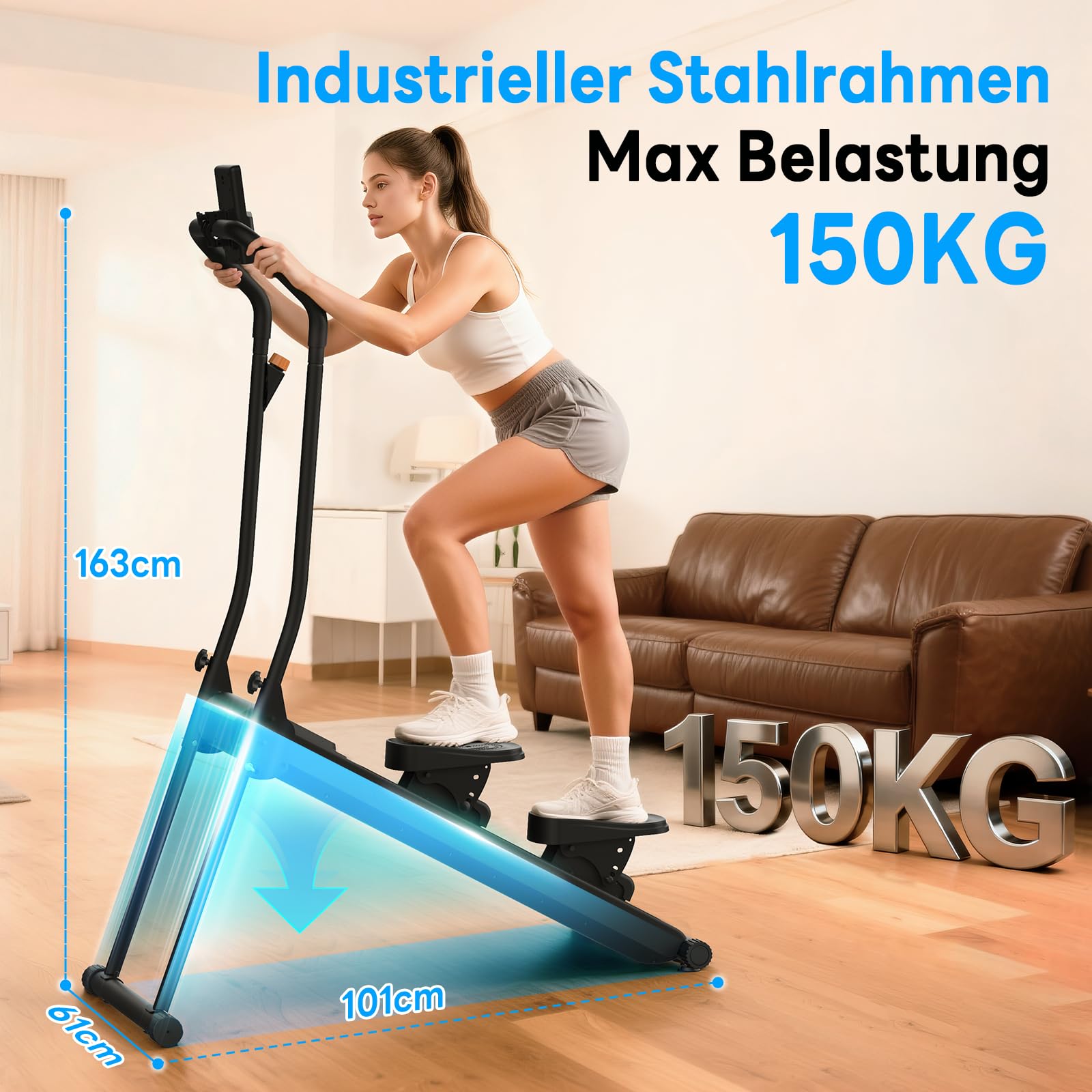 HXD-ERGO 2025 Magnetischer Stepper für Zuhause, Leiser Faltbarer Treppensteiger mit Einstellbarem Rahmen & Pedalwinkel, Ganzkörpertraining Heimtrainer(Dunkelgrau)