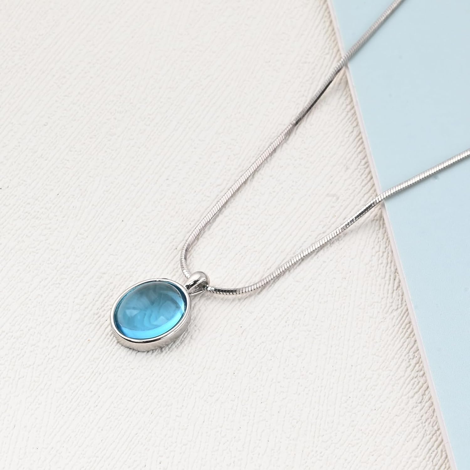 925 Sterling Silver Aquamarine Necklace Oval Blue Pendant Necklace March Birthstone Necklace for Women Handmade Aquamarine Jewelry for Gift - Image 6