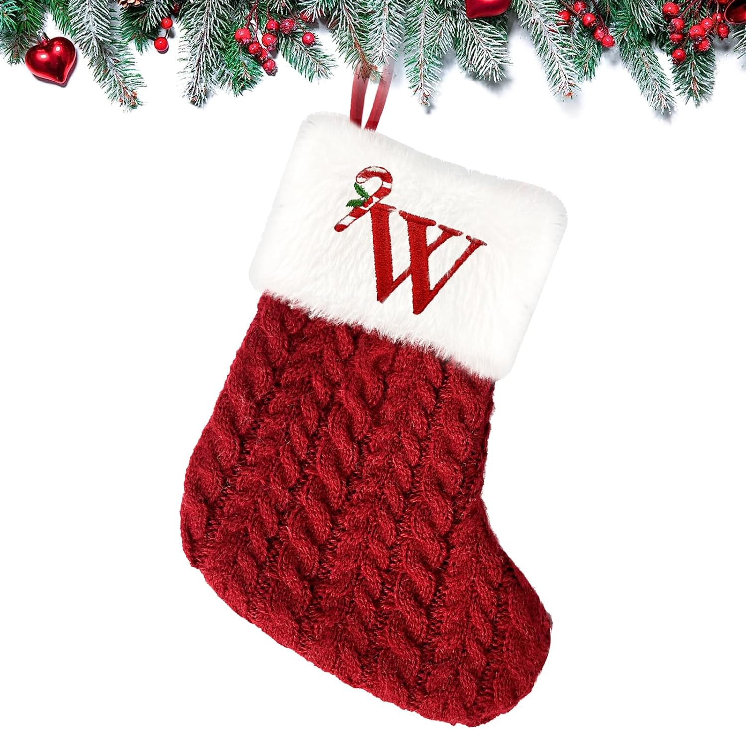 Christmas Stockings 7.9 inch Personalised Knitted Stocking with Letter