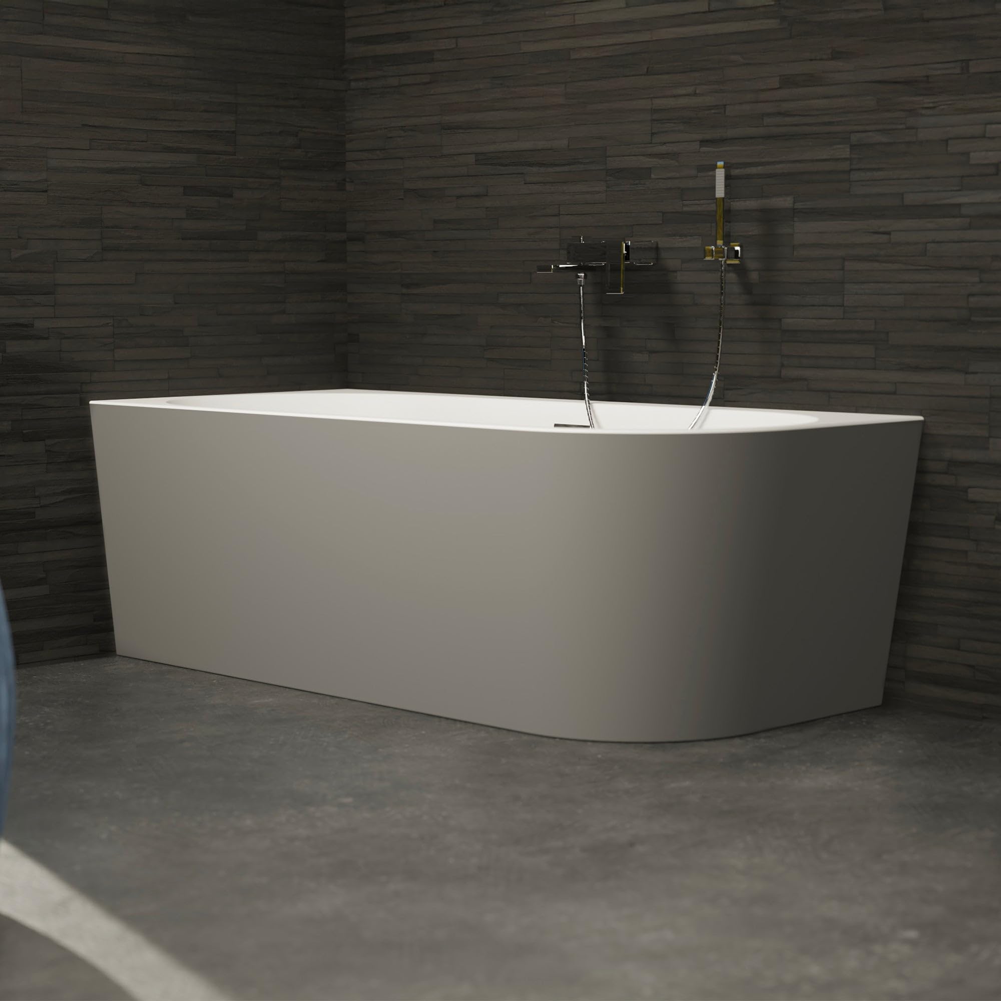 SPALINA CAPRI GAUCHE Grigia - Vasca freestanding a parete Sinistra L 160 x l 76 cm