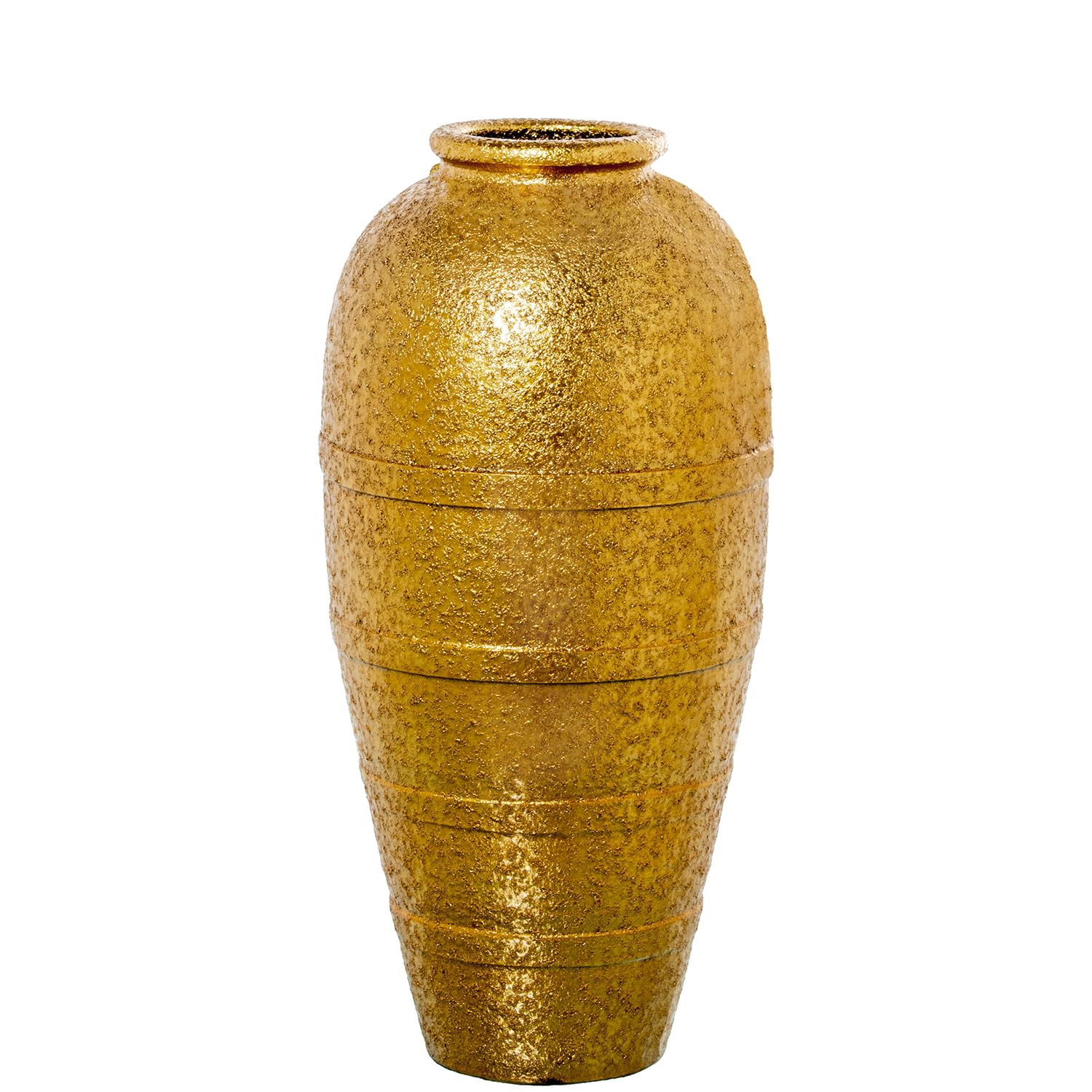 Grand vase en céramique dorée de 60cm pour décoration intérieure élégante