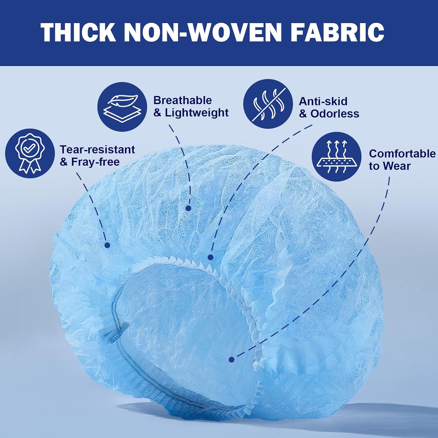 LEOBRO 24" Hair Net, Hair Nets for Food Service Workers, 50PCS Hairnets for Foodservice, Kitchen Hair Nets for Women Men Cooking, Non-woven Bouffant Caps, Disposable Hair Cap Hair Cover, Blue