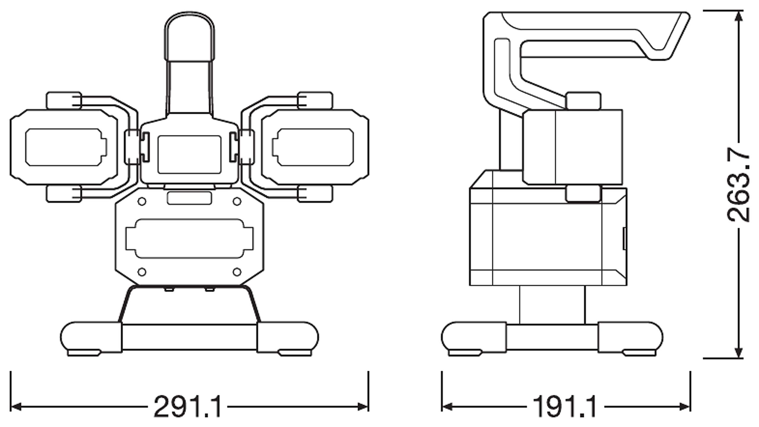 OSRAM LEDIL Space 1000 LEDinspect Flooder Spaceship, Foco LED portátil con 3 Cabezales Ajustables, Recargable
