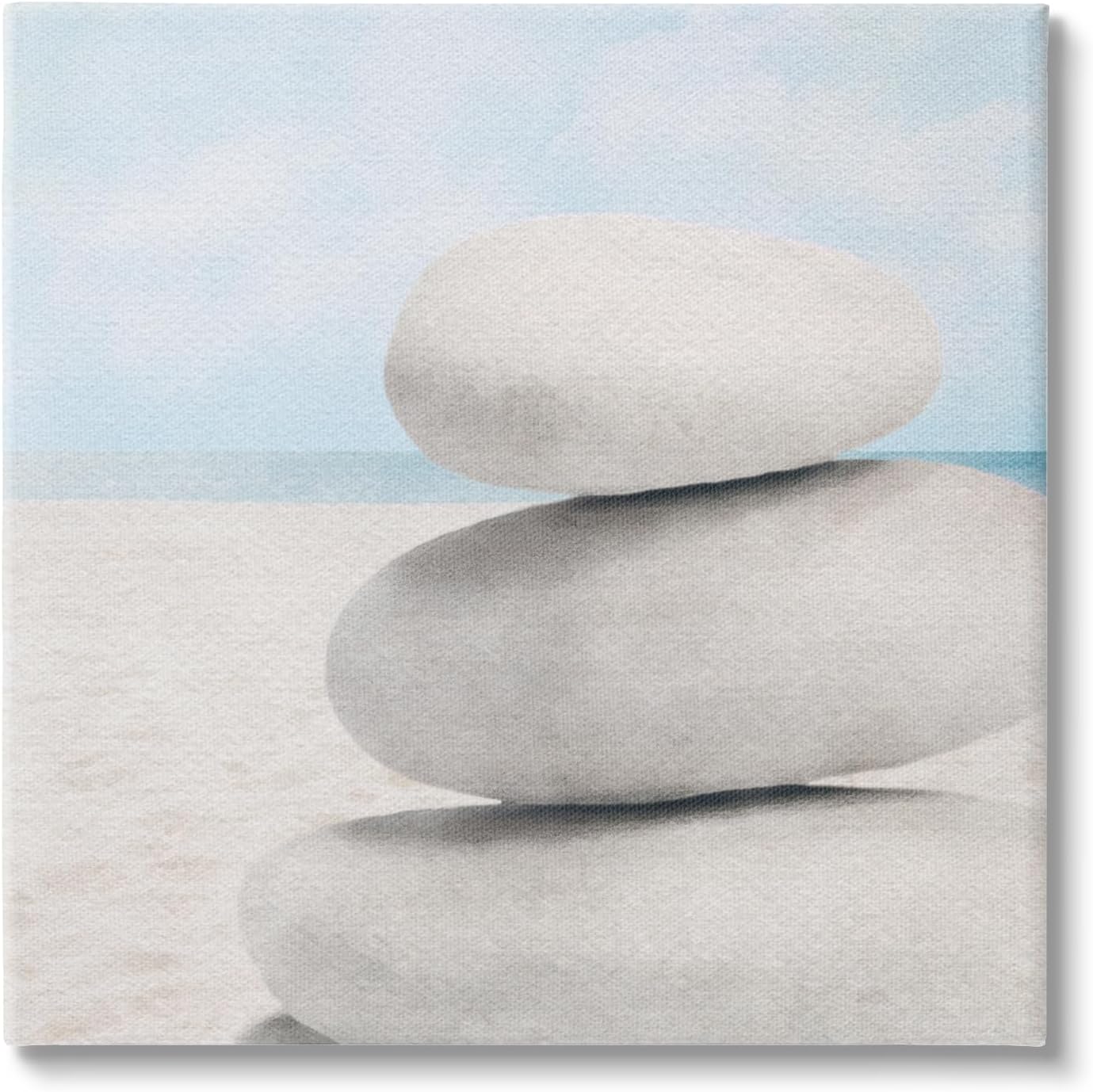 Stupell Industries Coastal Stacked Rocks Canvas Wall Art by LSR Design Studio