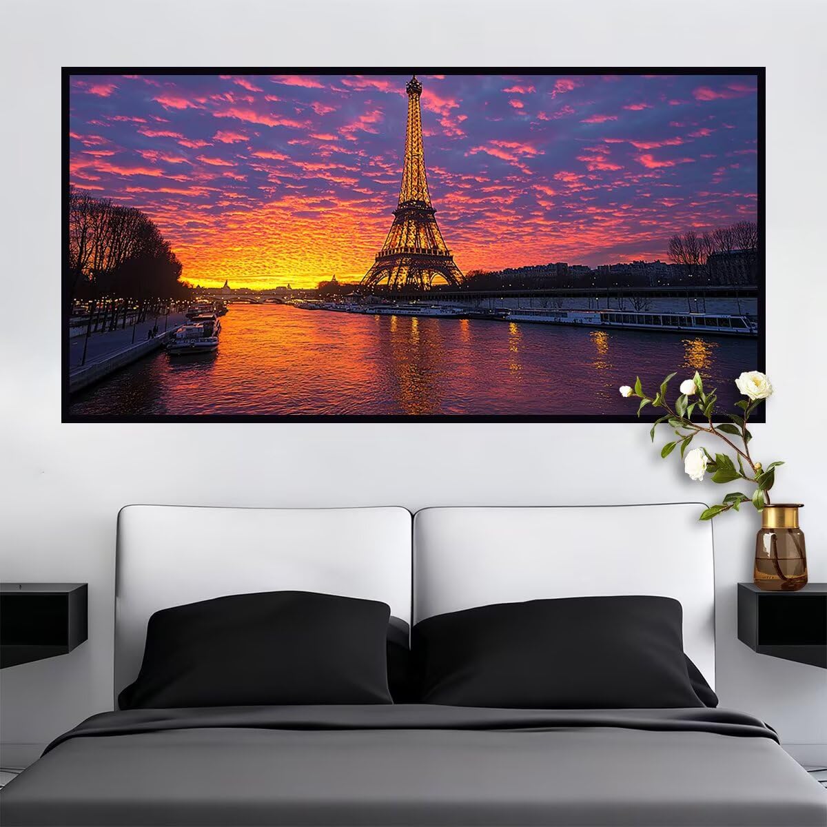 Duży diamentowy krajobraz, 120 x 60 cm, zestawy do malowania diamentami 5D dla dorosłych, DIY, Paryż klejnot, sztuka dla dorosłych, pełne okrągłe wiertło, kryształowe malarstwo, rękodzieło, Dimond