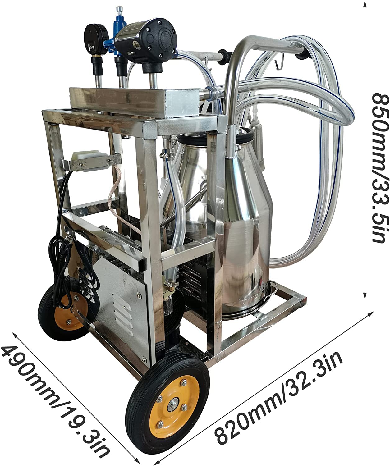 25L Electric Cow Goat Milking Machine Portable OilFree Vacuum Pump